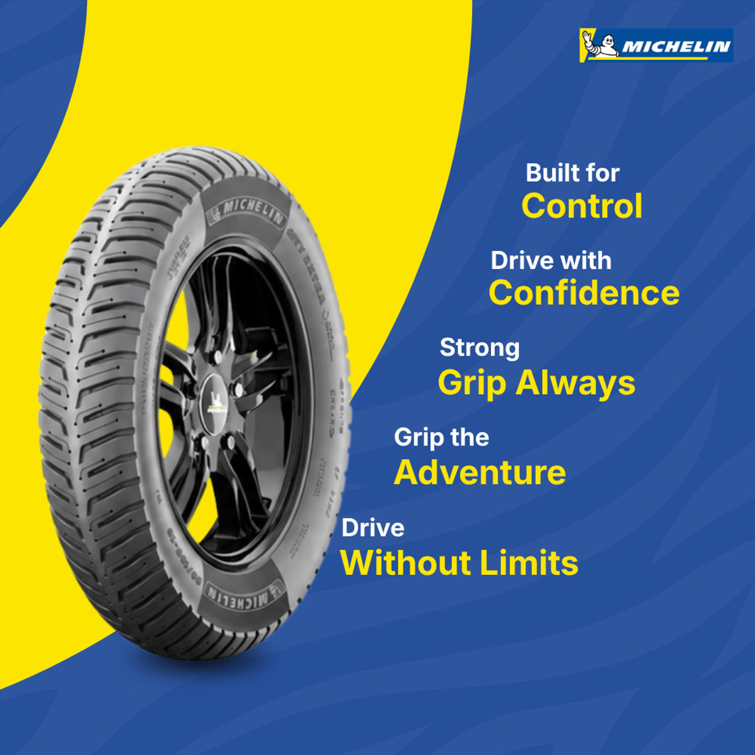 Image of MICHELIN CITY EXTRA TUBELESS 110 /80-R12 CITY EXTRA Rear Two Wheeler Tyre