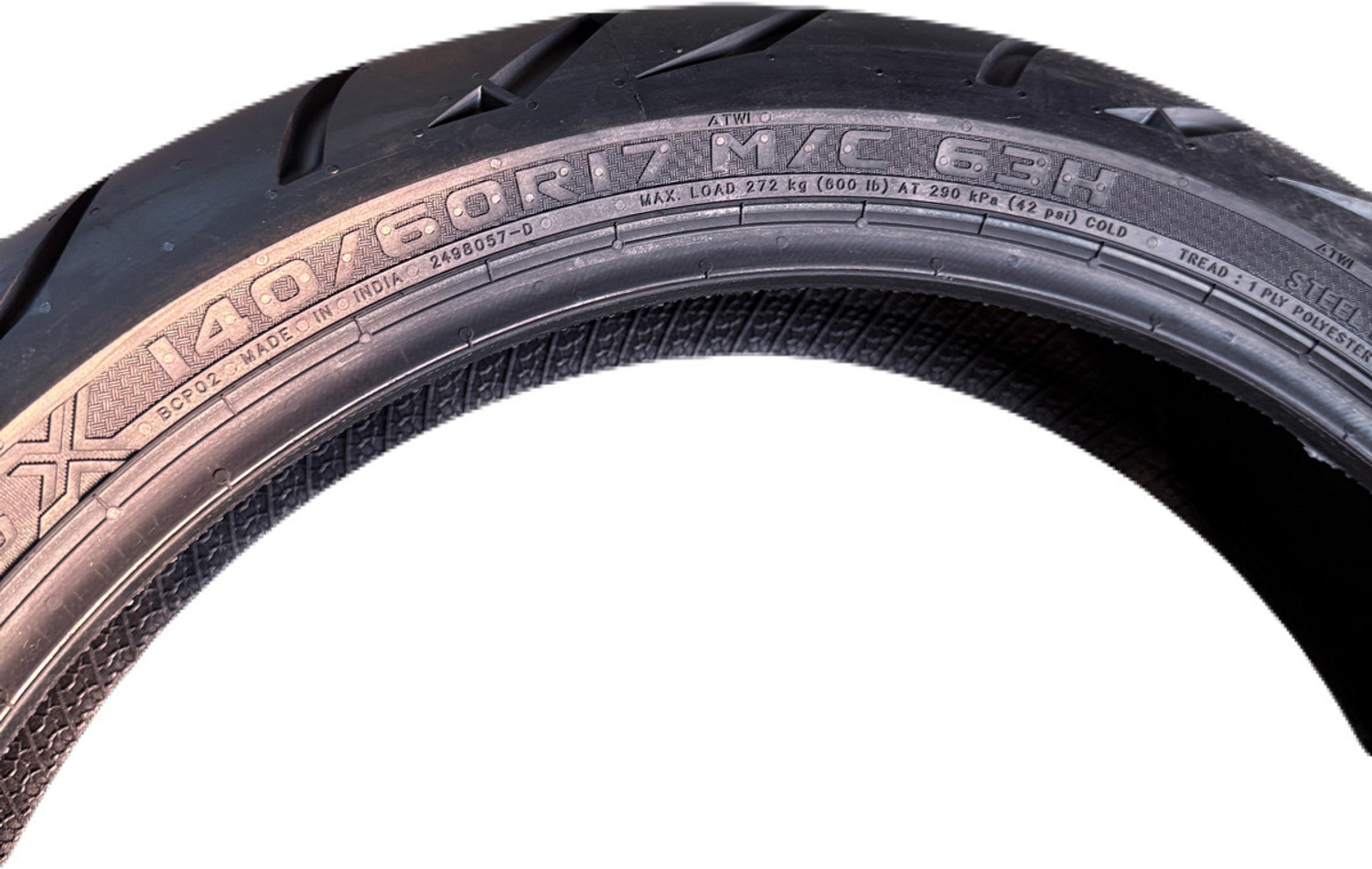 Image of MRF 140 /60 R17 63H Revz STEEL SPORT Radial ( New model ) 140 /60 R17 63H Rear Two Wheeler Tyre