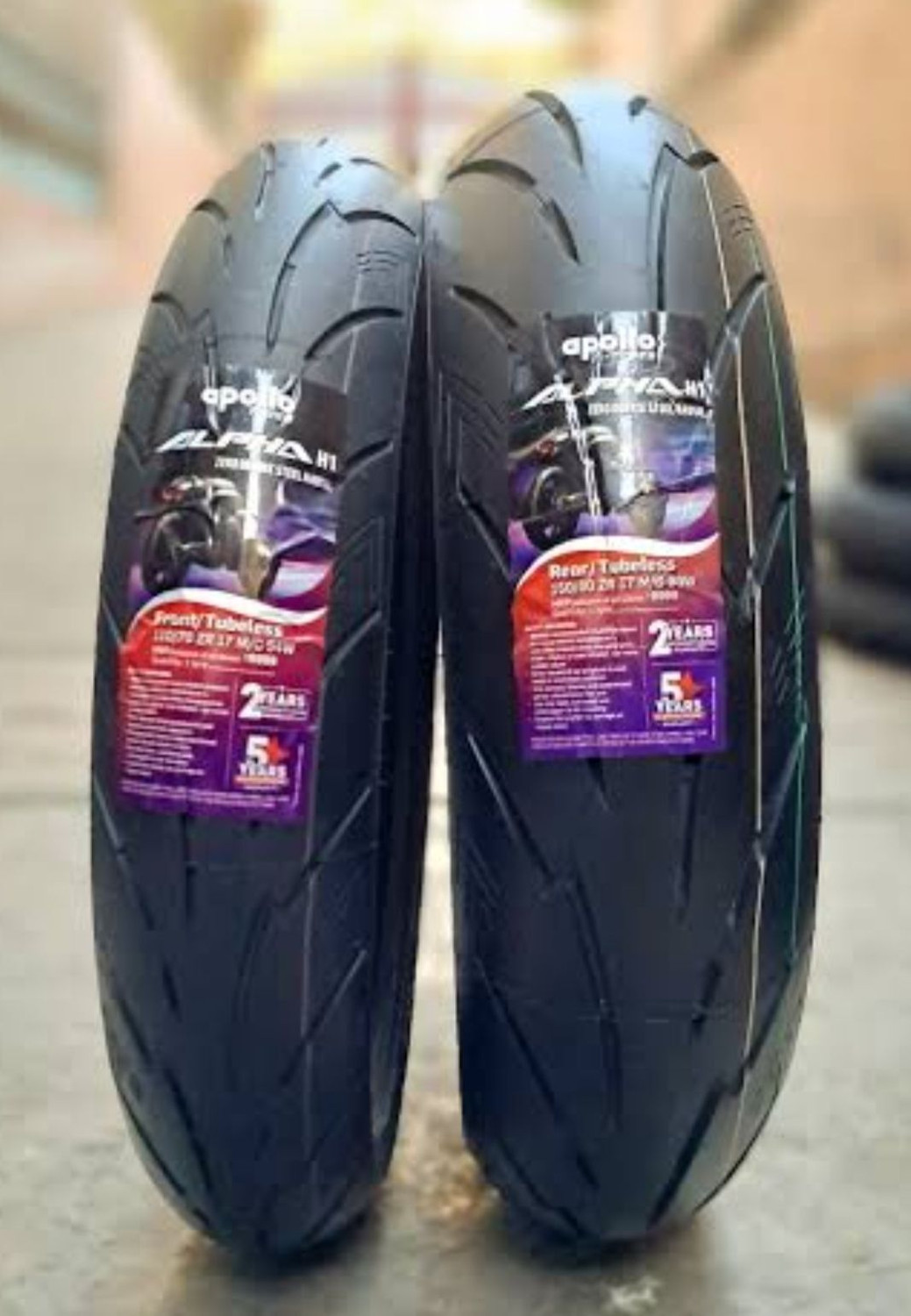 Image of Apollo 110 /70-R17 & 150 /60-R17 ALPHA H1 RADIAL COMBO PACK 2 TYRES ( FRONT & REAR ) ALPHA H1 RADIAL Front & Rear Two Wheeler Tyre