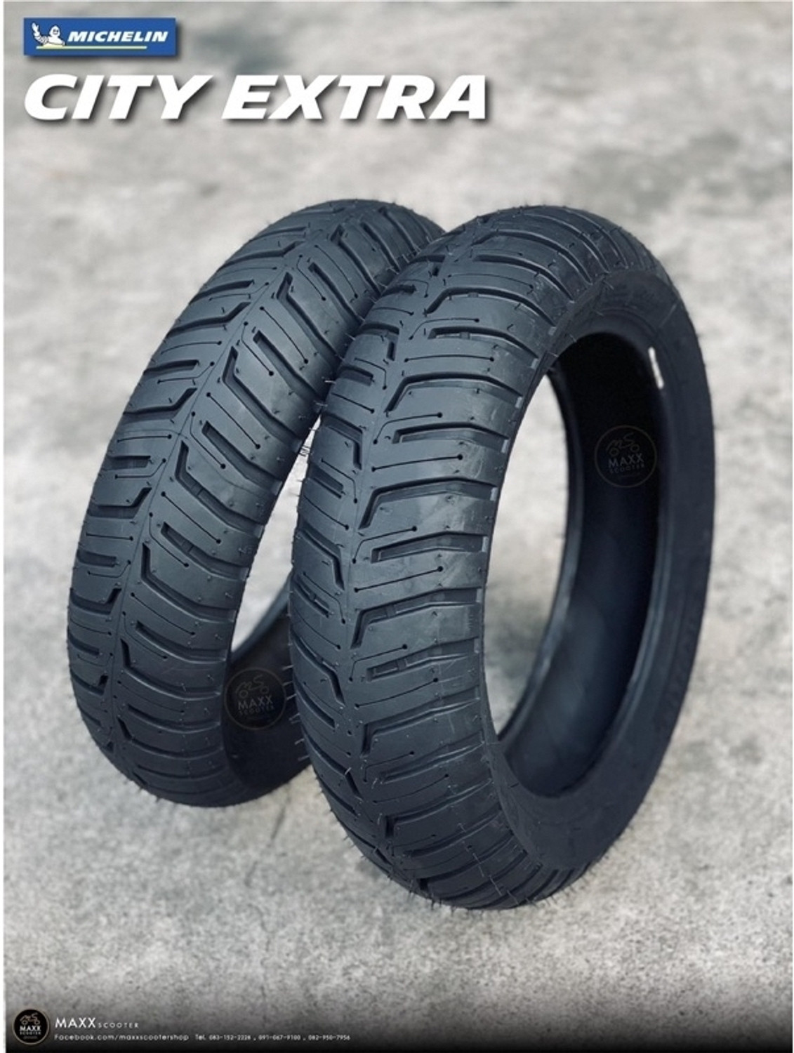 Image of MICHELIN 90 /90-12 & 90 /100-10 CITY EXTRA COMBO PACK 2 TYRES ( FRONT & REAR ) CITY EXTRA Front & Rear Two Wheeler Tyre