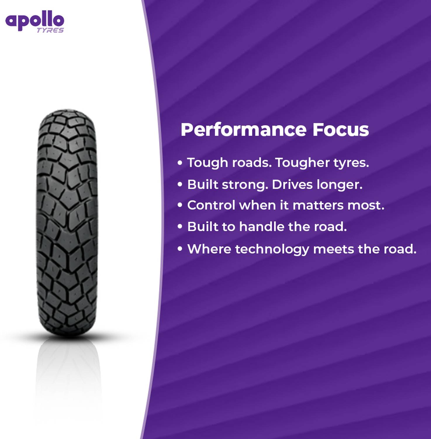 Apollo 90/90-12 54J ACTIGRIP S5 TL Two Wheeler Tyre - Image 2
