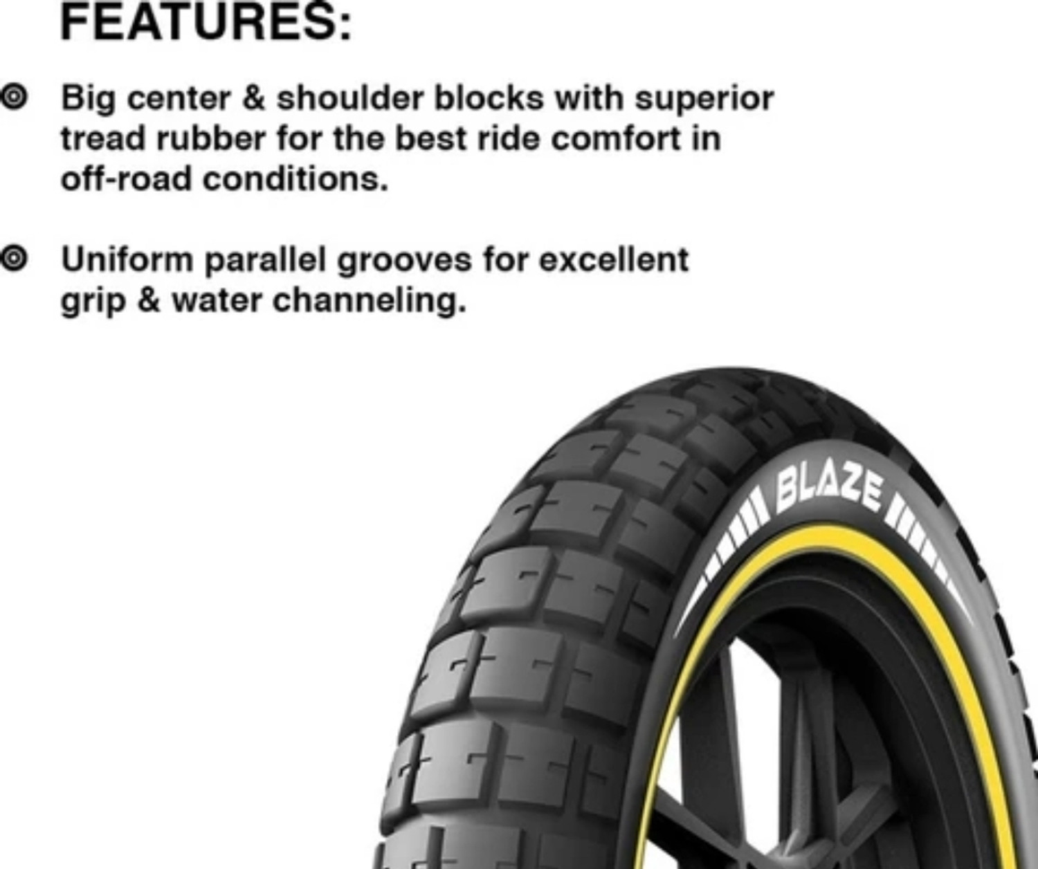Image of JK TYRE 90 /90-R21 BLAZE A /T TUBE TYPE 90 /90-R21 BLAZE A /T - ALL TERRAIN Front Two Wheeler Tyre