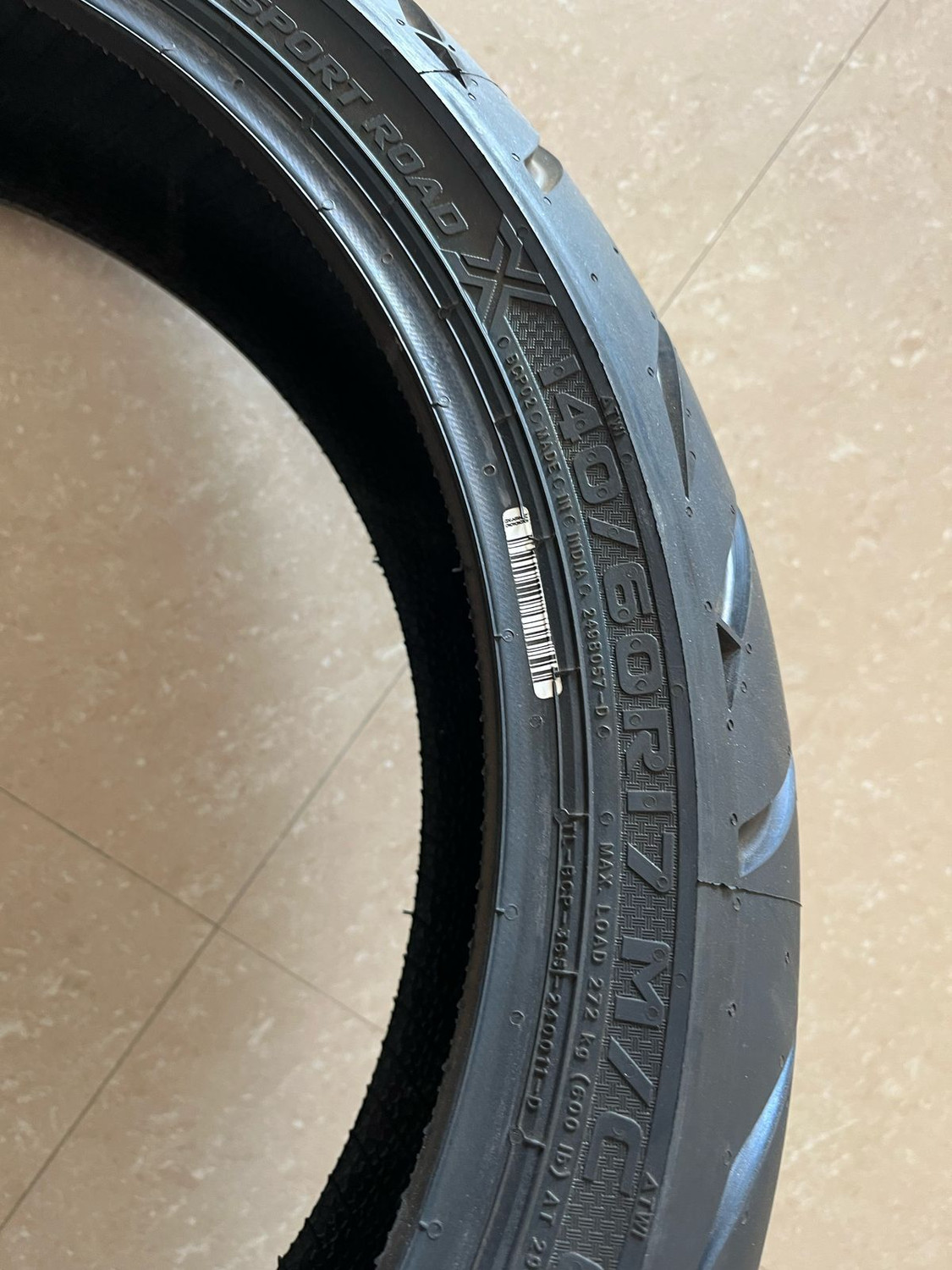 Image of MRF 140 /60R17 M /C 63 H REVZ SR- 01 TL 140 /60R17 REVZ SR -01 TUBE LESS TYRE Rear Two Wheeler Tyre