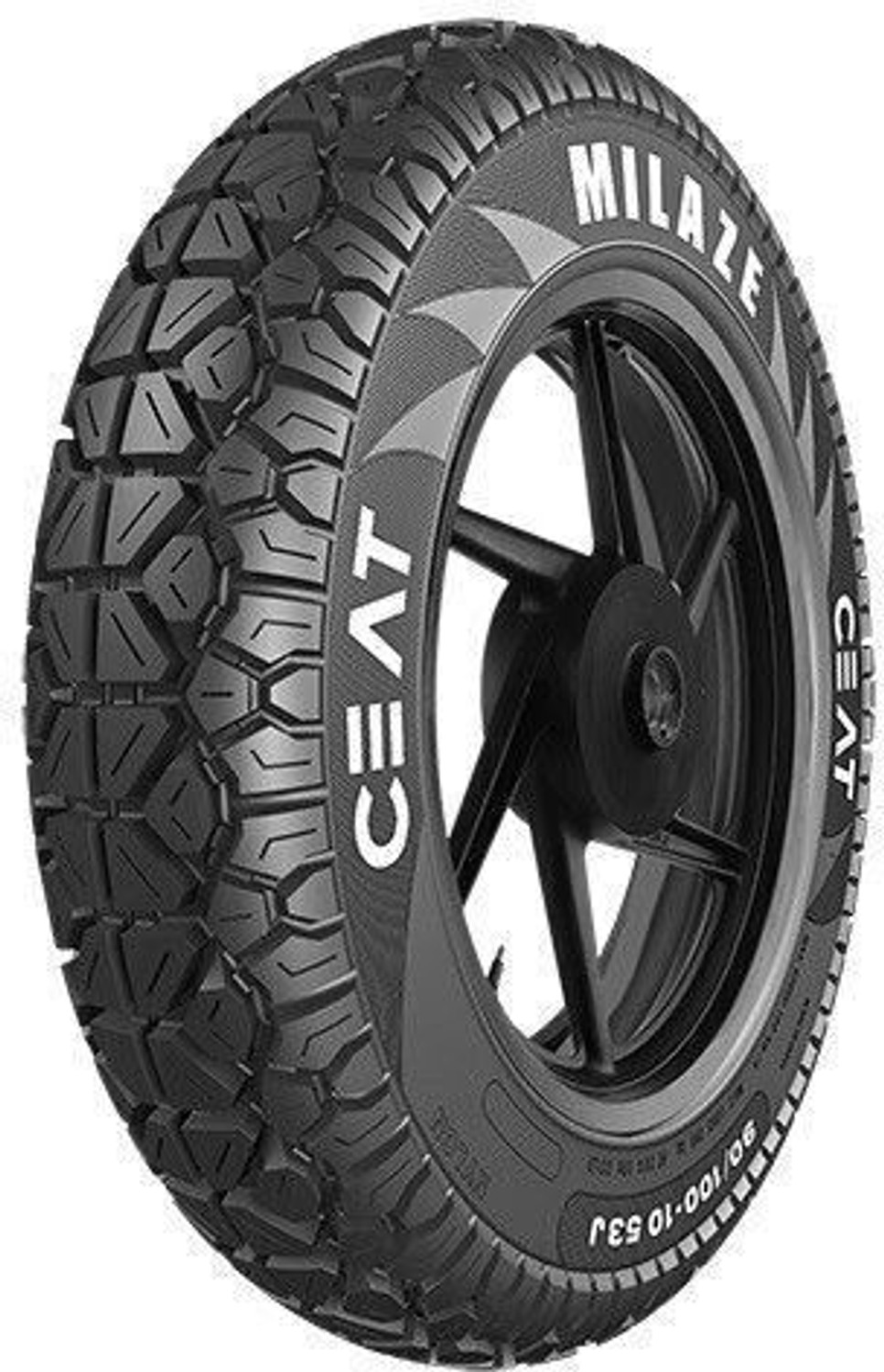 Image of CEAT Milaze X5 90 /100-10 TL 53J SW 90 /100-10 Front & Rear Two Wheeler Tyre