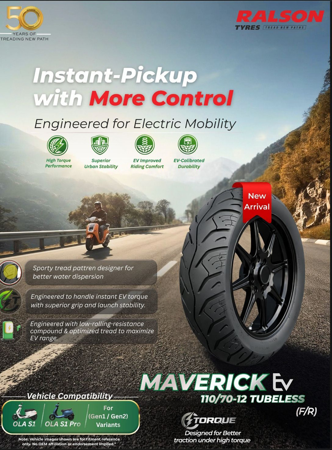 Image of RALSON Maverick 110 /70-12 Rear Two Wheeler Tyre