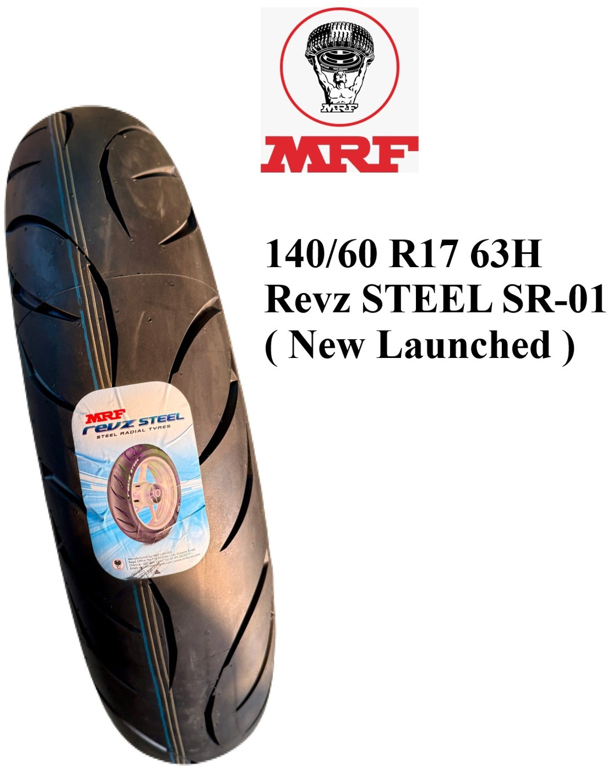 Image of MRF 140 /60 R17 63H Revz STEEL SPORT Radial ( New model ) 140 /60 R17 63H Rear Two Wheeler Tyre