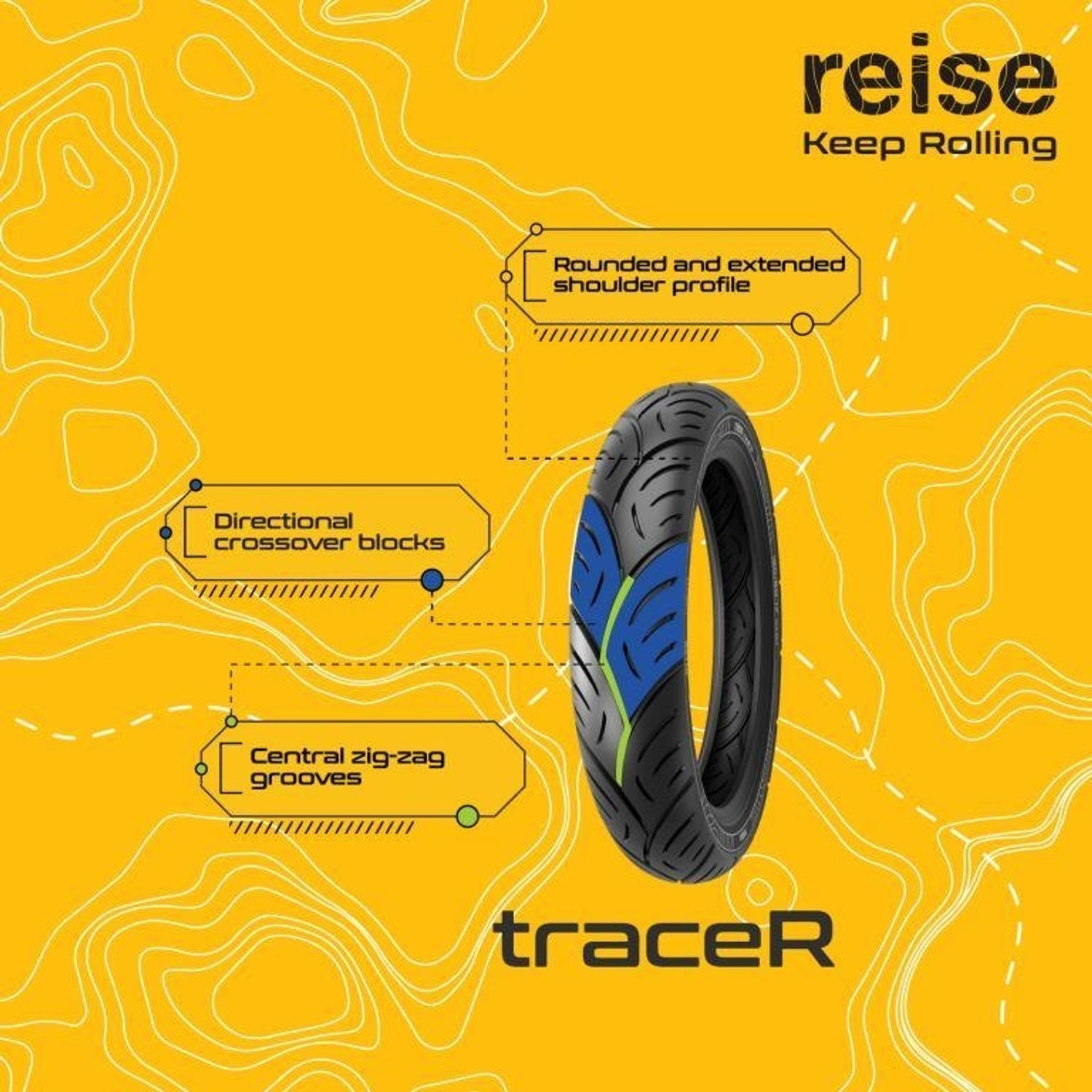 Image of Reise Moto 140 /70-R17 TRACE EUROPEAN PERFORMANCE 140 /70-R17 TRACE EXCLUSIVE TYRE Rear Two Wheeler Tyre