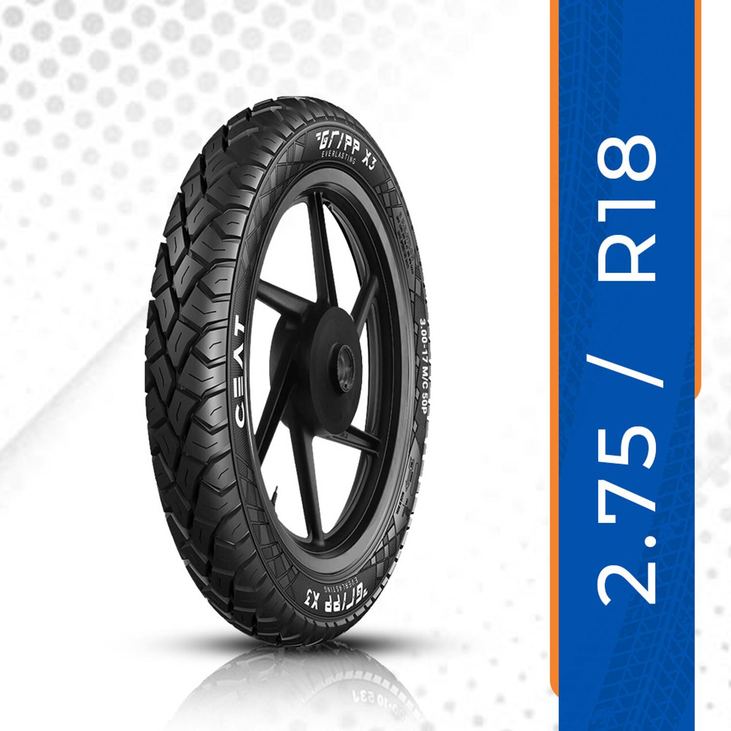 CEAT GRIPP X3 TT 48P 2.75-18 Rear Two Wheeler Tyre Price in India