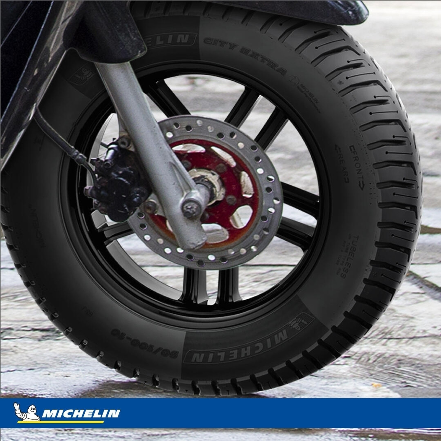 Image of MICHELIN 90 /90-12 & 90 /100-10 CITY EXTRA COMBO PACK 2 TYRES ( FRONT & REAR ) CITY EXTRA Front & Rear Two Wheeler Tyre