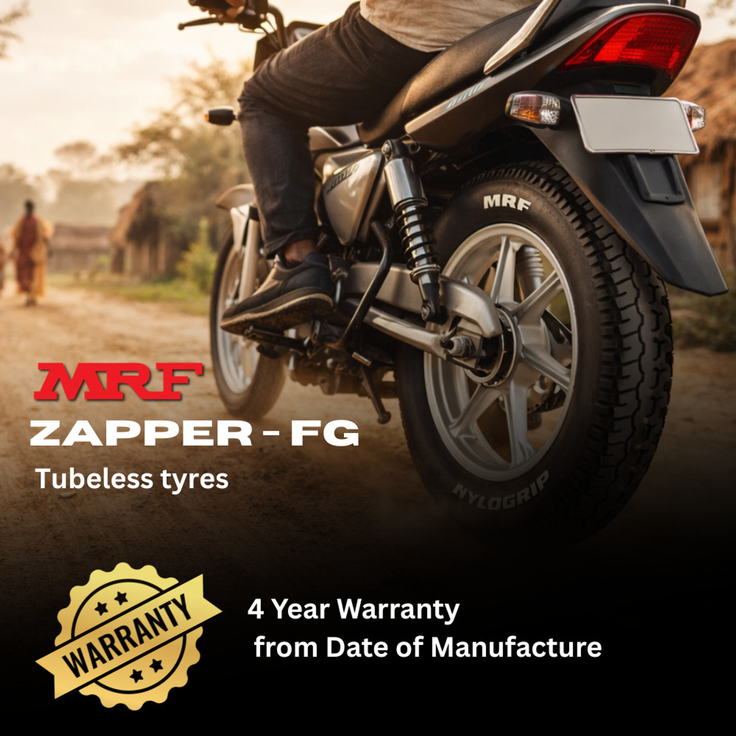 Image of MRF 90 /90 /12 ZAPPER FG Front Two Wheeler Tyre (Street, Tube Less) Front & Rear Two Wheeler Tyre