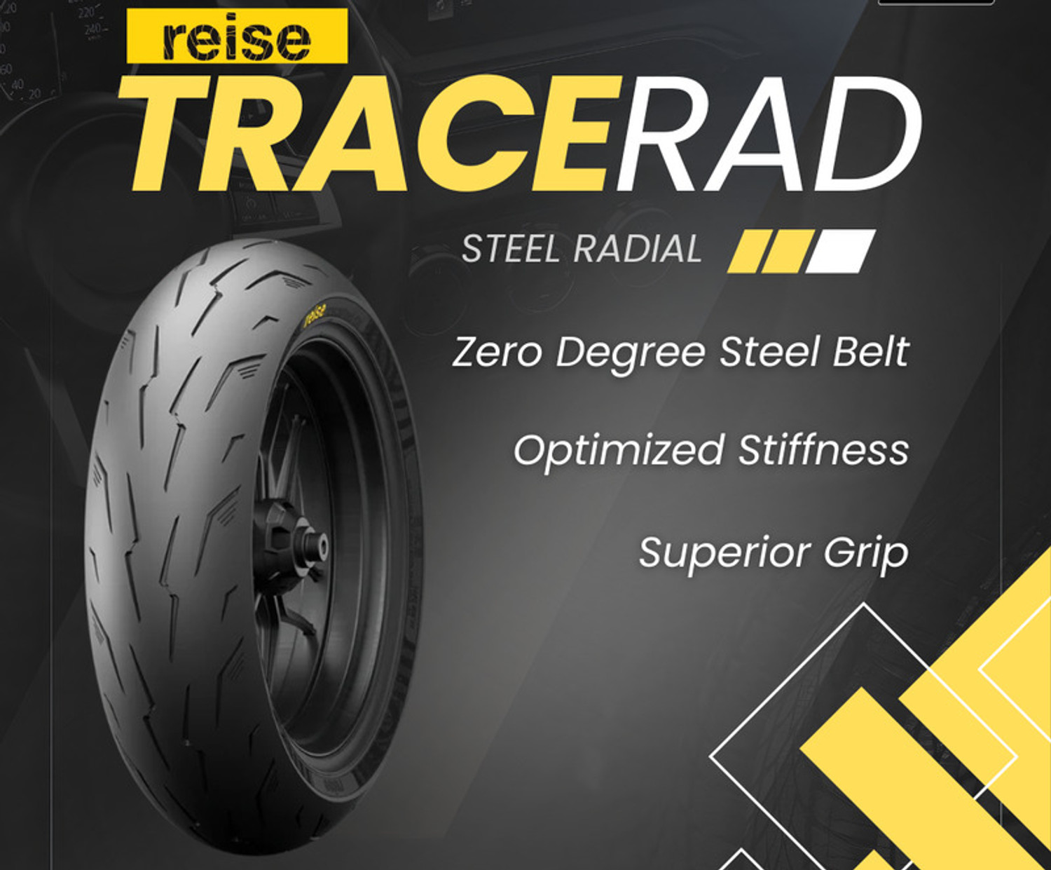 Image of Reise Moto 110 /70-R17 & 150 /60-R17 TRACE RAD COMBO PACK 2 TYRES ( FRONT & REAR ) TRACE RAD Front & Rear Two Wheeler Tyre