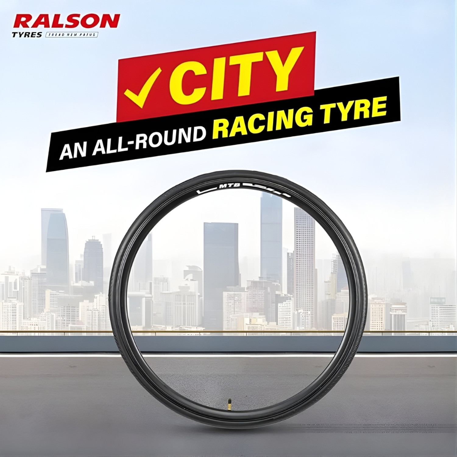 Image of FCC RACING Ralson 700x28C Tyre | High-Performance Tyre for Road & Hybrid Bicycles | Tyre for Bicycle Size-700 * 28 For Bicycle