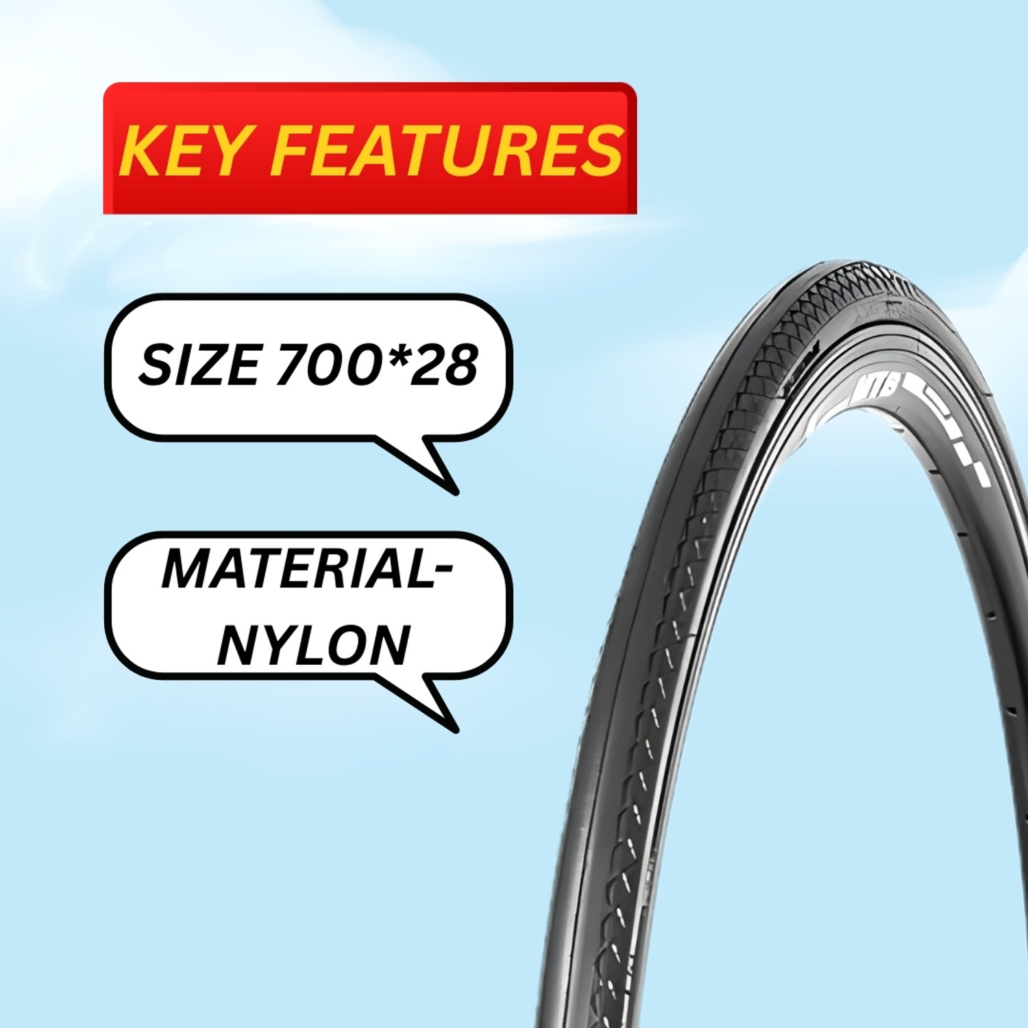 Image of FCC RACING Ralson 700x28C Tyre | High-Performance Tyre for Road & Hybrid Bicycles | Tyre for Bicycle Size-700 * 28 For Bicycle