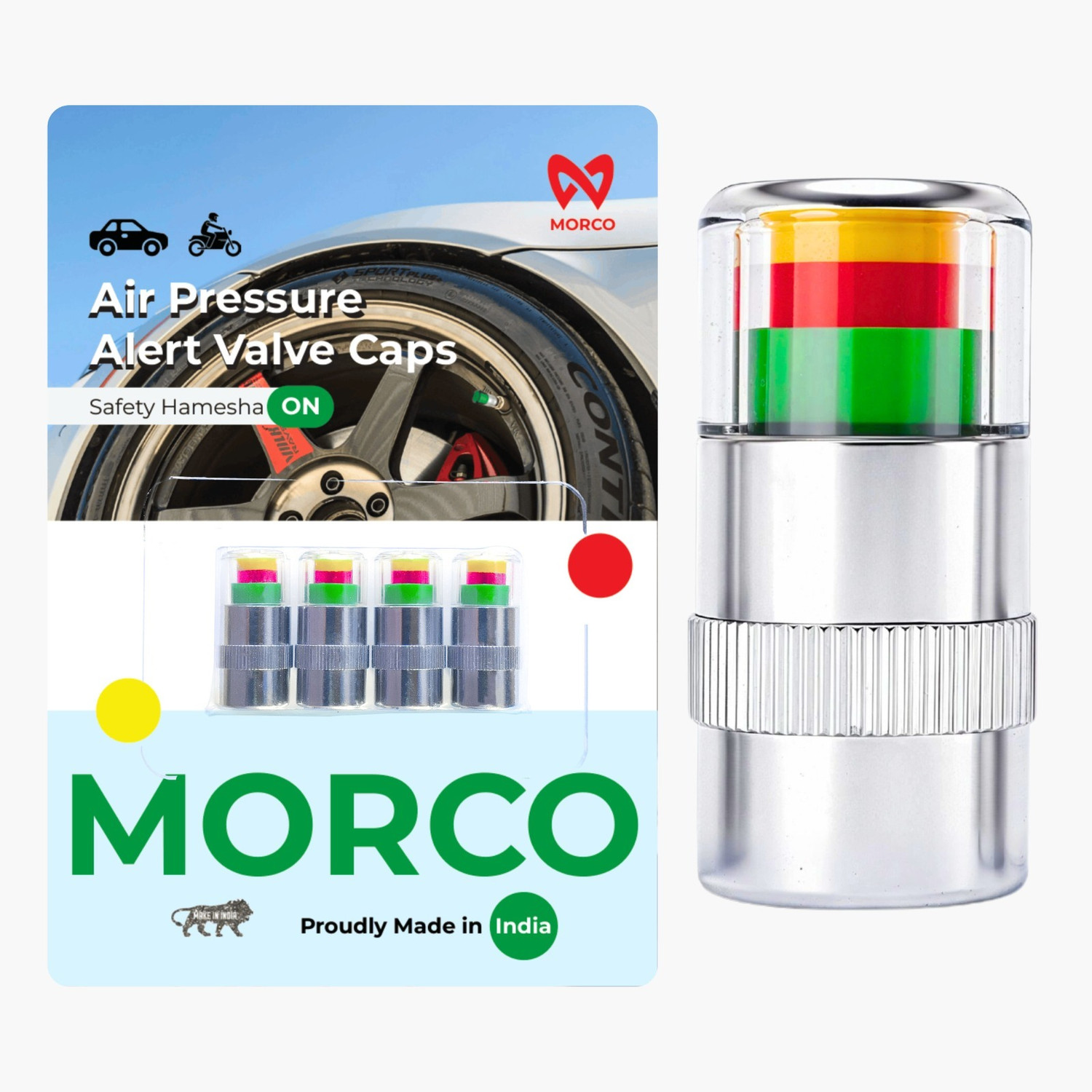 Image of MORCO Brass Tyre Valve Cap for Car