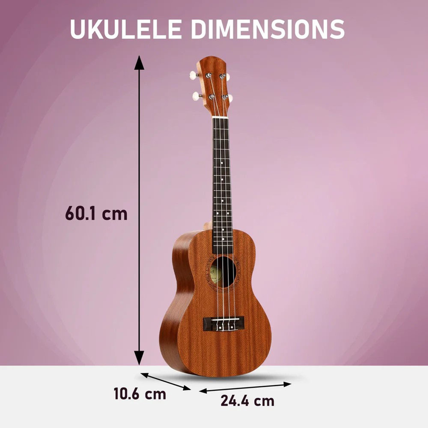 Image of AMG Music 24inch Concert Size Ukulele with Bag, Capo, Tuner, Ukulele String and Strap Concert Ukulele (Overall Length - 60.96 cm)