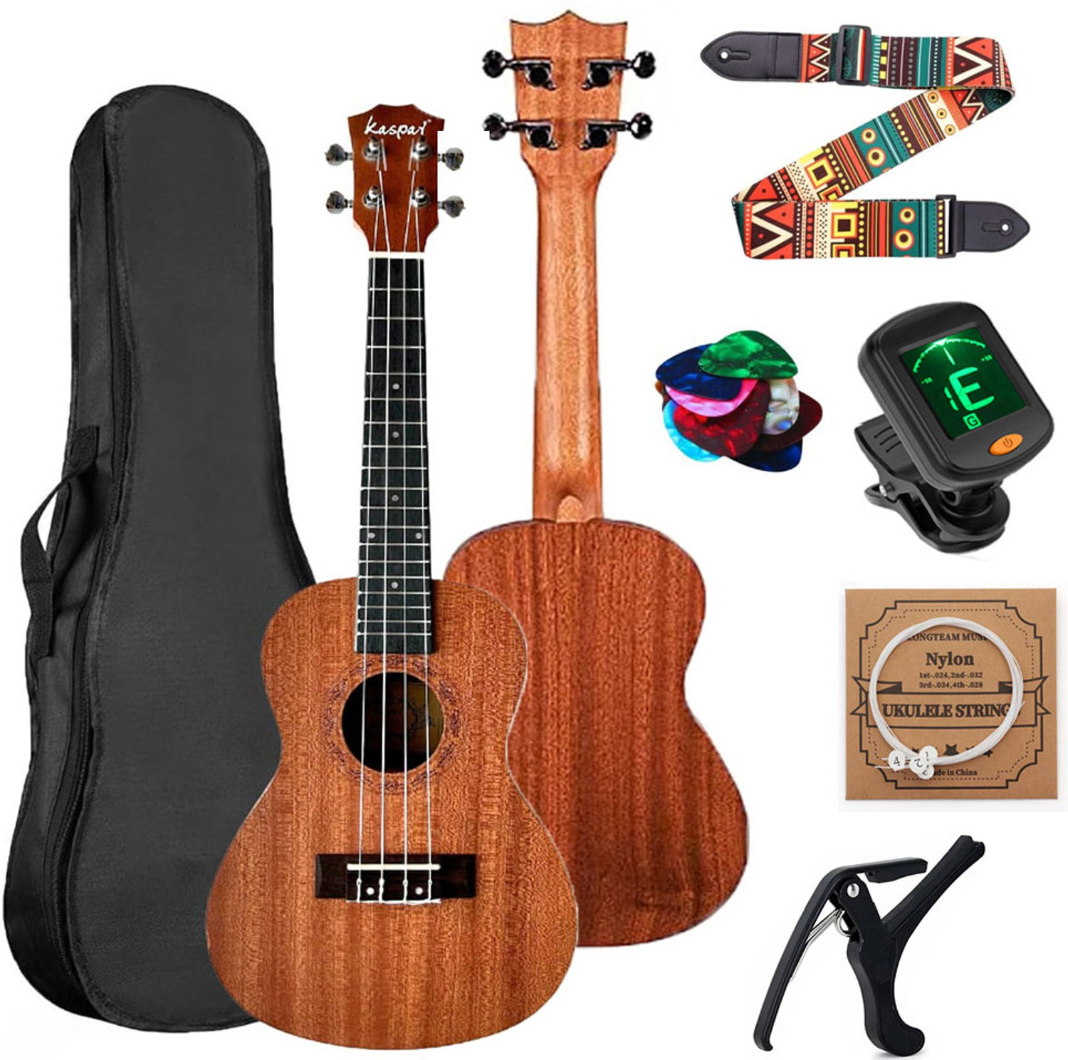 Image of AMG Music 24inch Concert Size Ukulele with Bag, Capo, Tuner, Ukulele String and Strap Concert Ukulele (Overall Length - 60.96 cm)