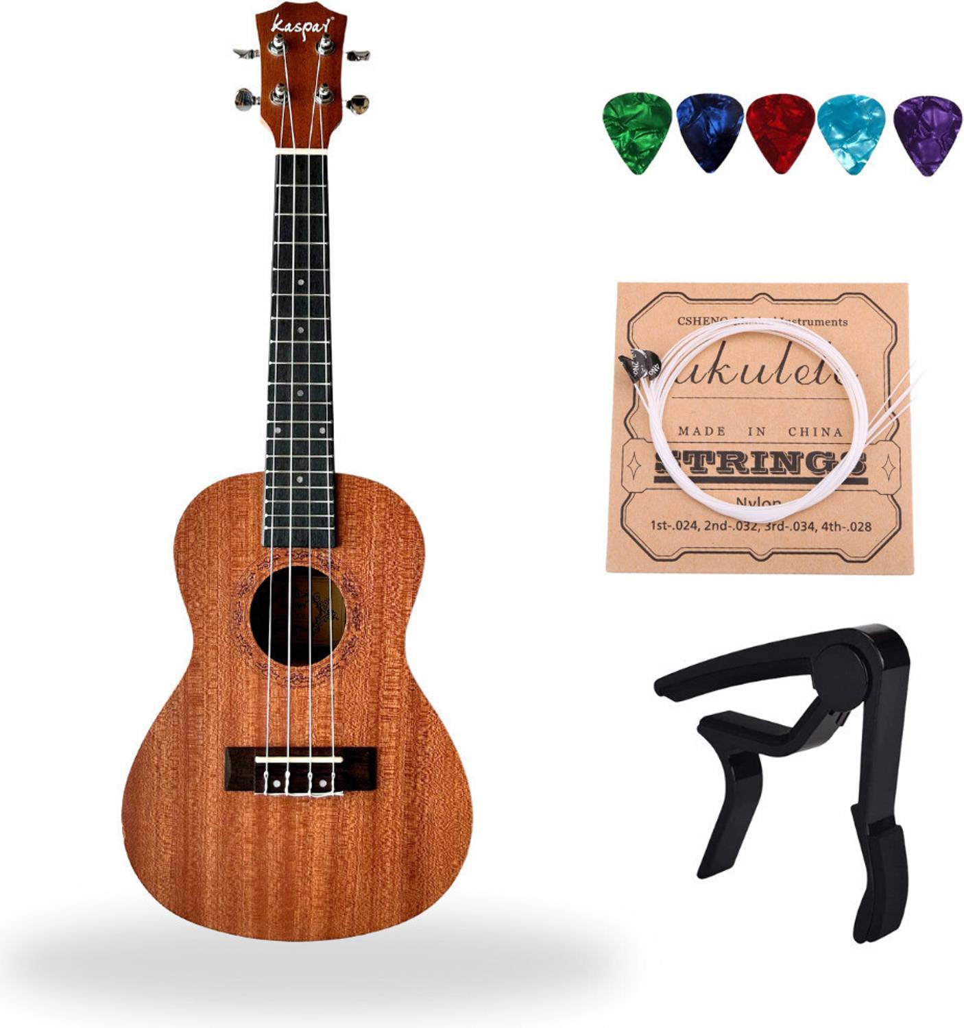 AMG Music 24INCH Concert Size Ukulele With Capo And String For Beginners Professional Concert Ukulele