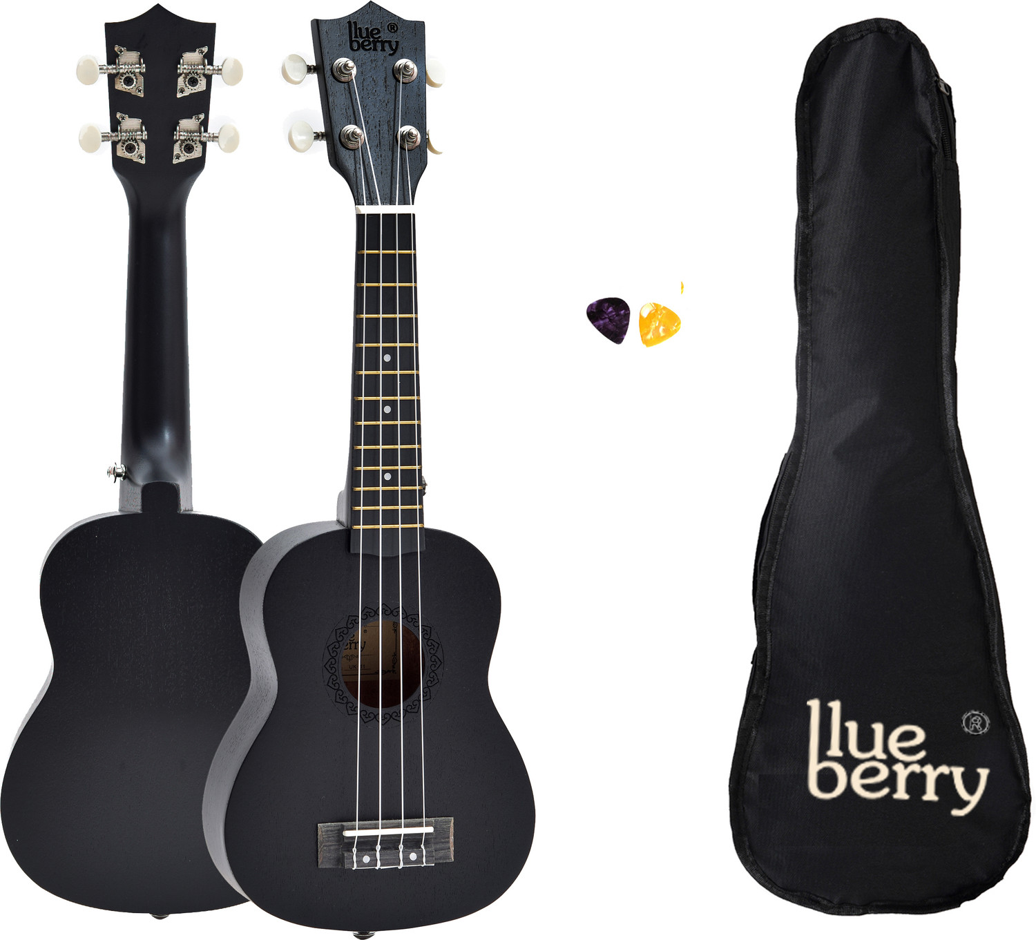 Image of BLUEBERRY UK-11 Black Soprano (21 Inch) Body Sapele and Mahogany Soprano Ukulele