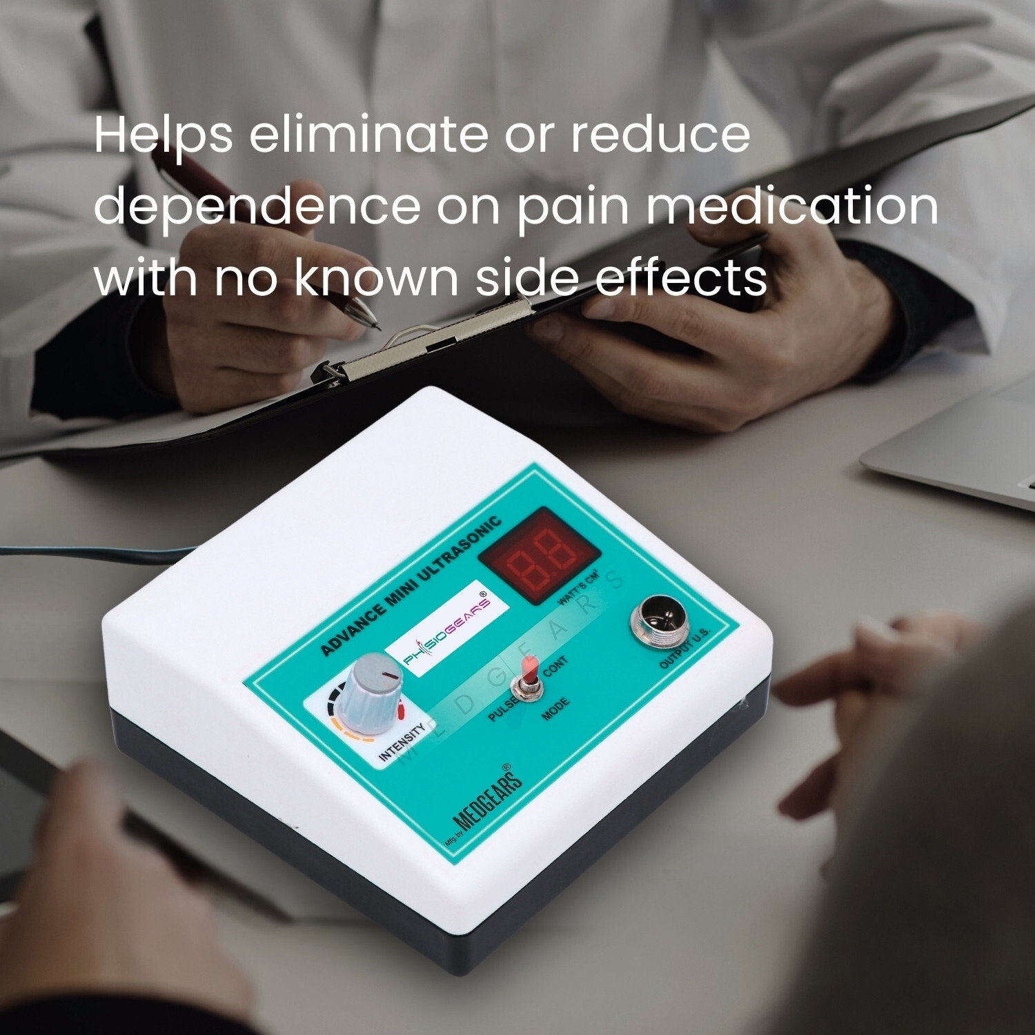 Image of Physiogears Physiotherapy Therapeutic Ultrasound Portable Ultrasound Therapy Mini Ultrasound Physiotherapy for All Pain Relief Device with One Year Warranty Ultrasound Machine