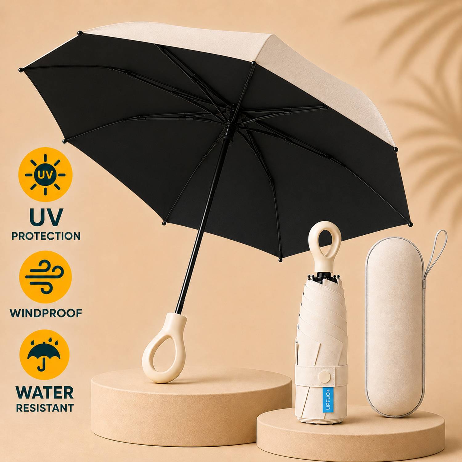 Cairoman Auto Open 3 Fold Umbrella For Protection Against Rain Sun+UV Rays with cover-26 Umbrella