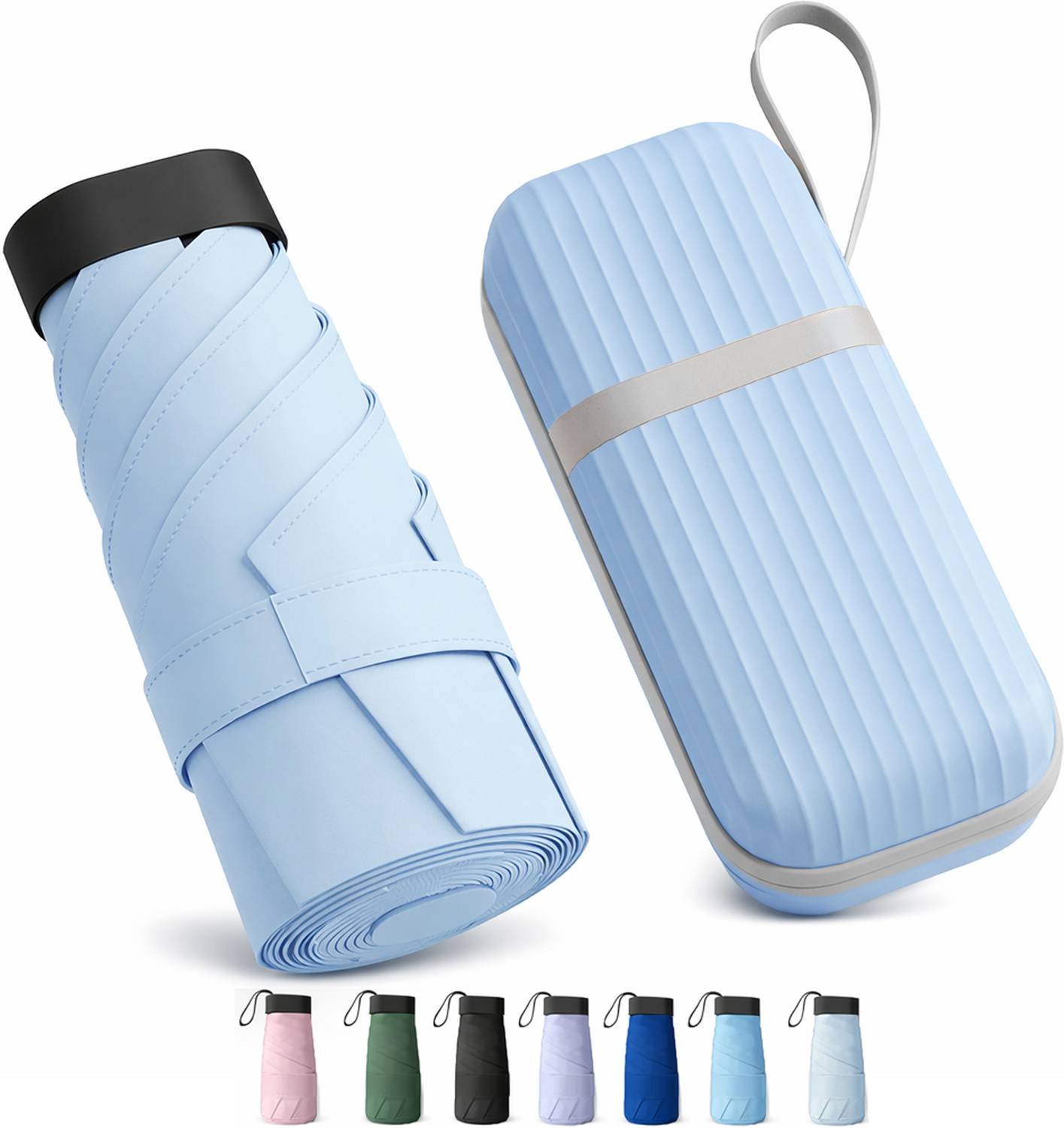 Dexter UV Travel Mini FoldingUmbrella with Case Manual Open Lightweight Pocket Umbrella Umbrella