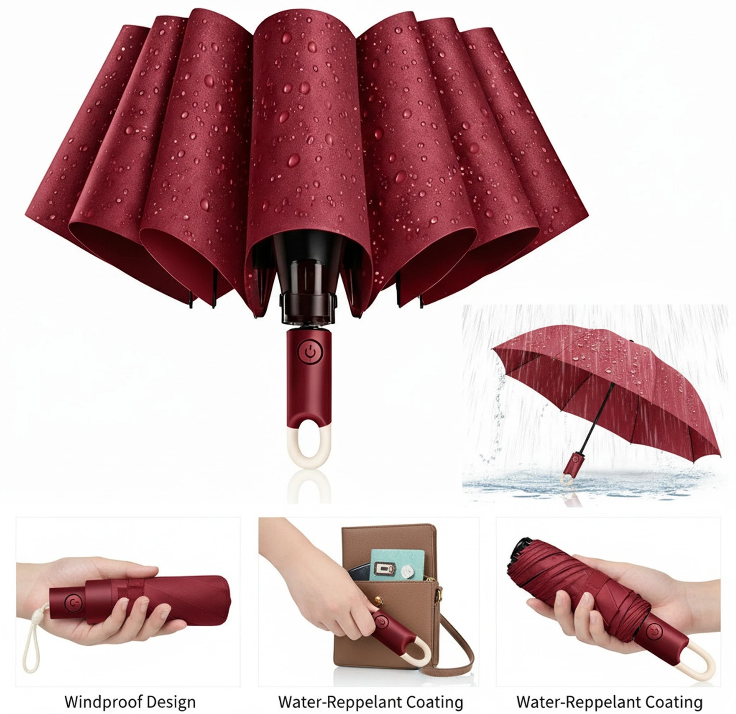 Image of NILAMBER Sun Protection Rain Windproof large 3 fold for men women Kids Umbrella