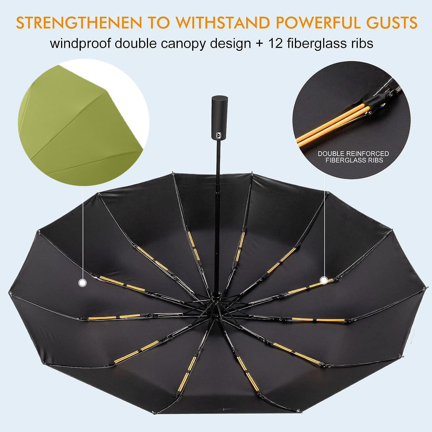 Image of Frackson 12 Rib Umbrella Automatic Open & Wind Vent, Big size For Rain, Windproof Umbrella
