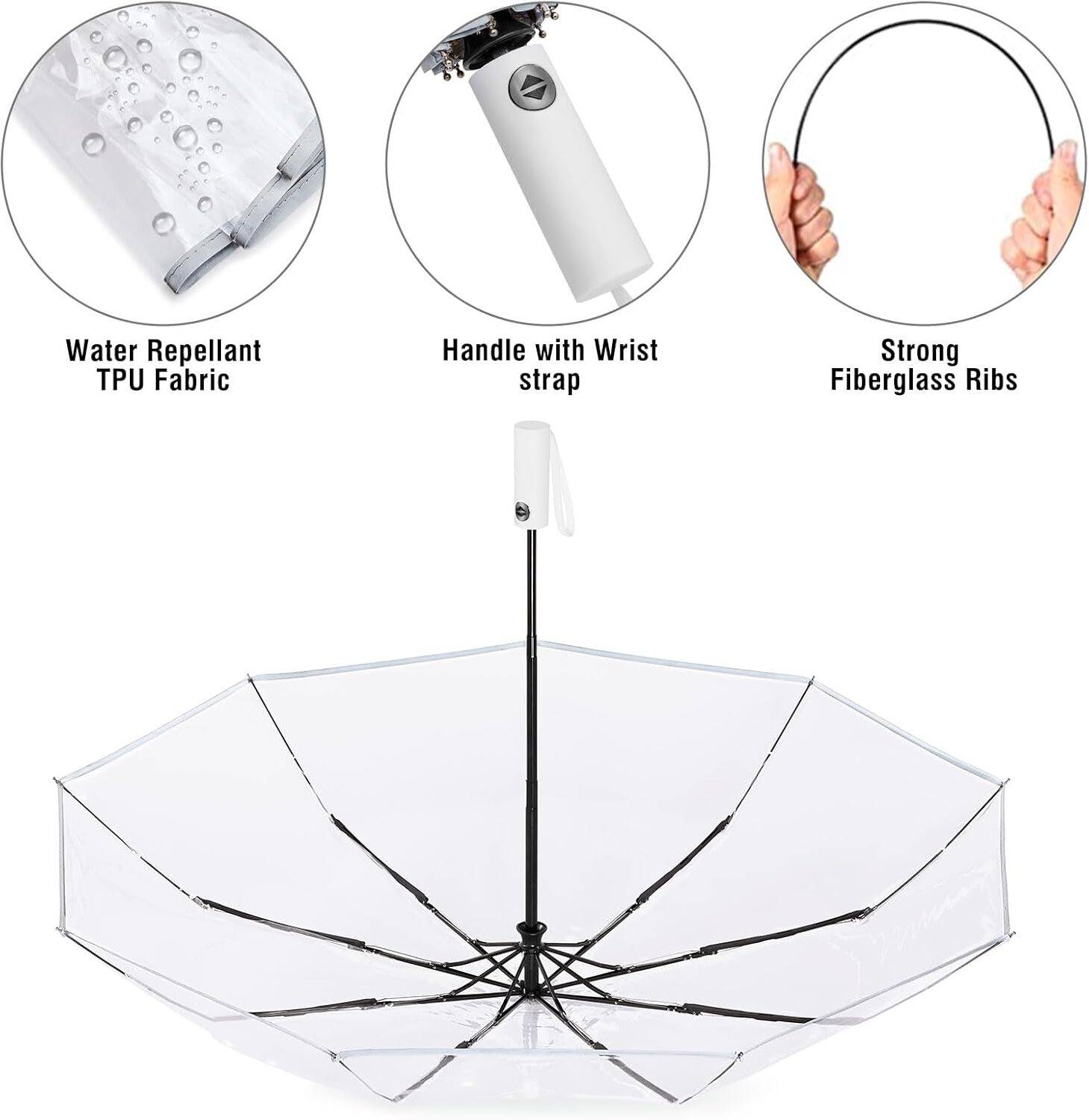 CONTACTS Transparent Windproof Travel Umbrella - Image 4