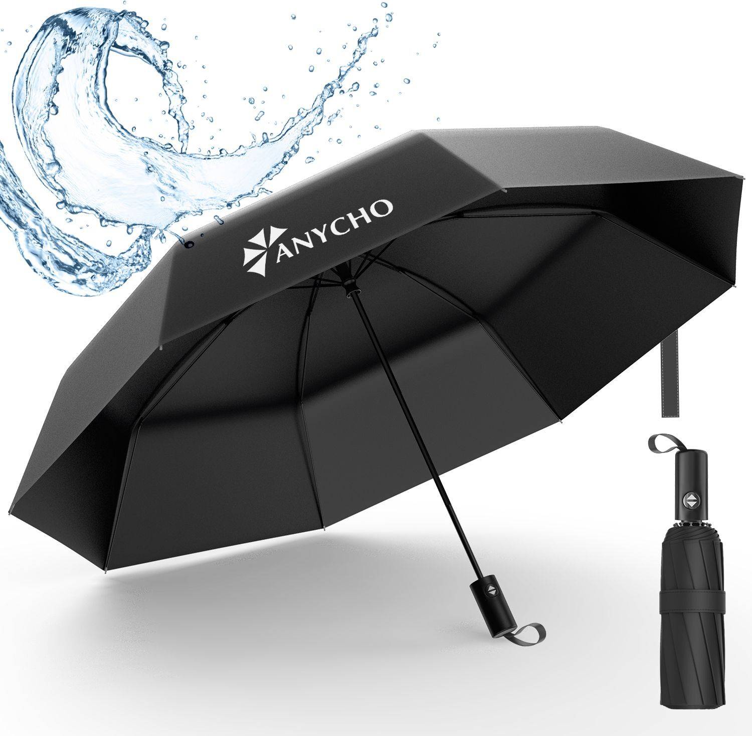 Anycho Auto Open Waterproof Umbrella for Men, 3 fold Umbrella for Women, UV Protective Umbrella