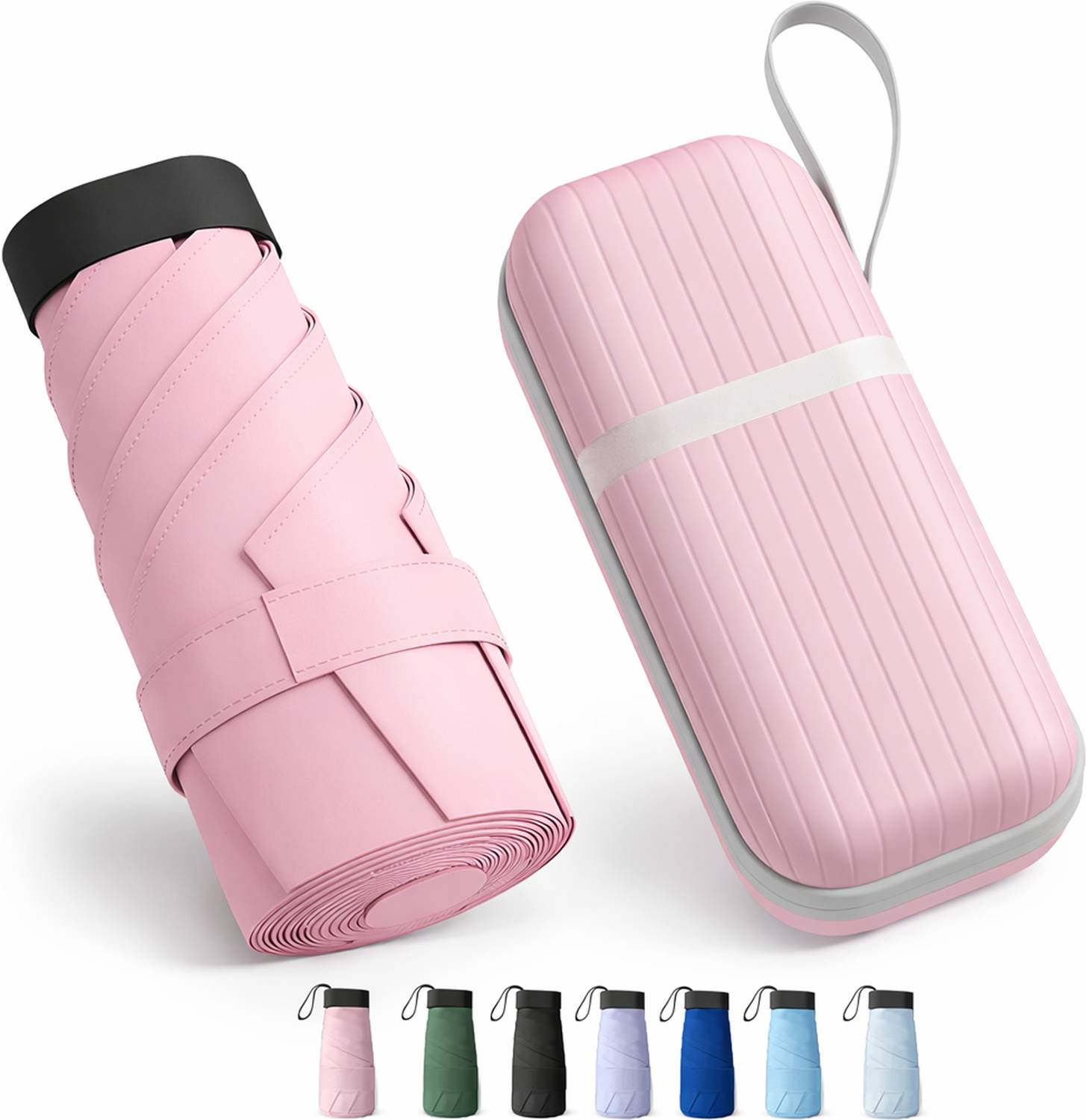 Dexter UV Travel Mini FoldingUmbrella with Case Manual Open Lightweight Pocket Umbrella Umbrella