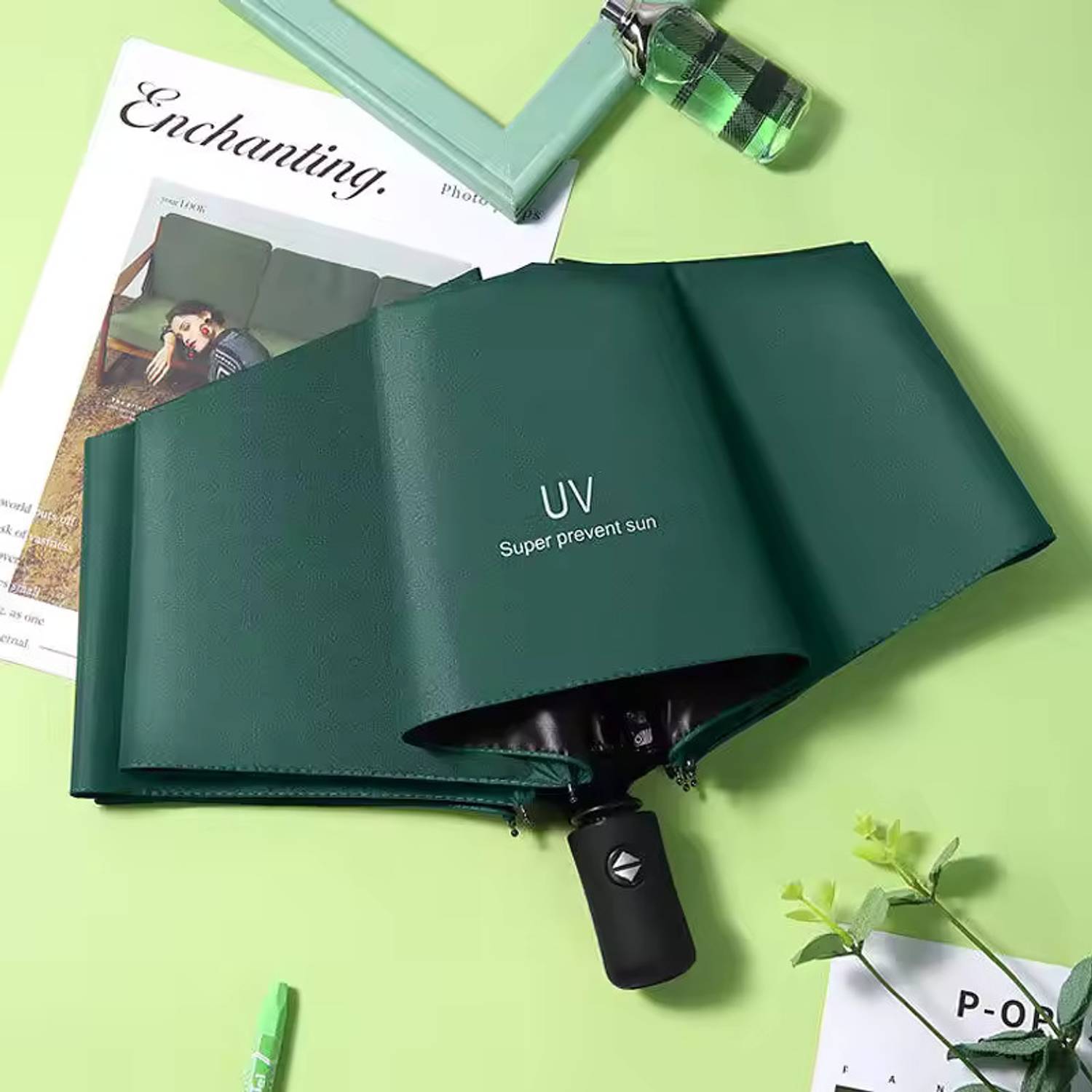 av-kjlp Auto Open And 3 Fold For Protection Against Rain Sun&UV Rays with cover Umbrella