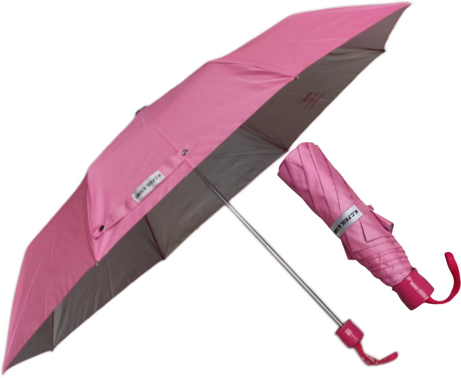 K.C. PAUL & SONS VARSHA 3 FOLD MANUAL LIGHT PINK UV (MONO SILVER) UMBRELLA Umbrella