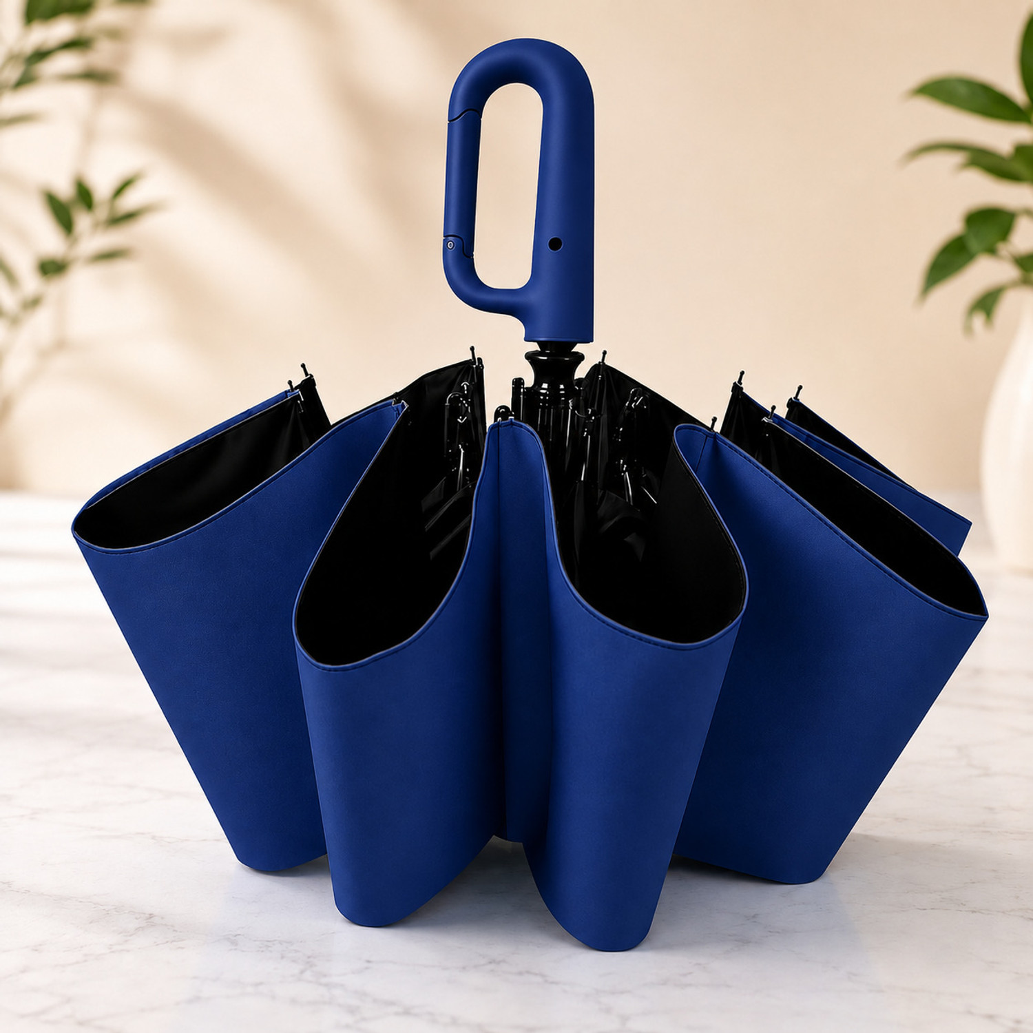Image of velnix Automatic Foldable Umbrella | Dark Blue | Windproof 10 Rib | Auto Open Close Umbrella