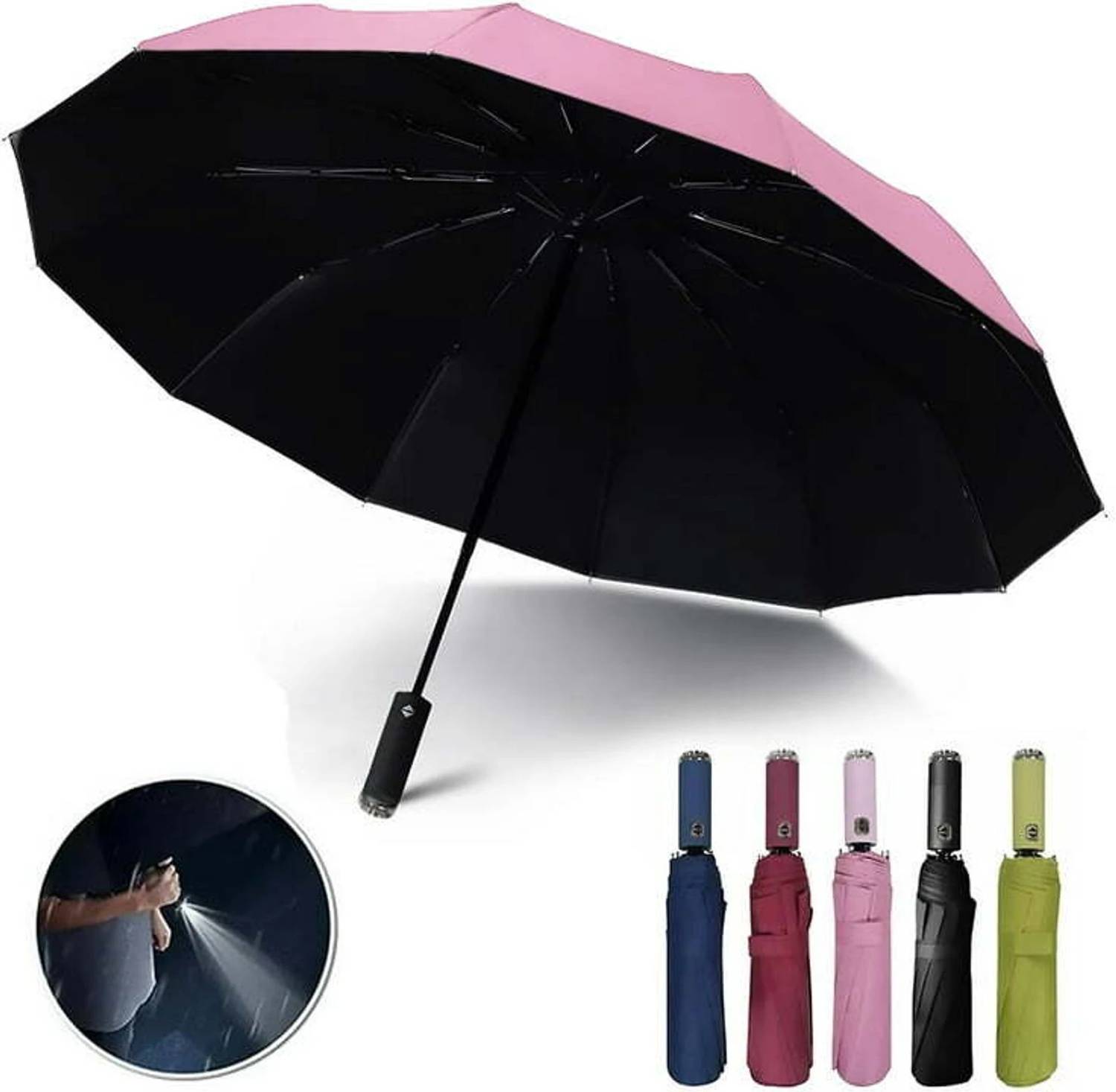 Rohan Saroj Automatic Reverse Umbrella with LED Light Handle, Dual-Use for Sun and Rainproof Umbrella