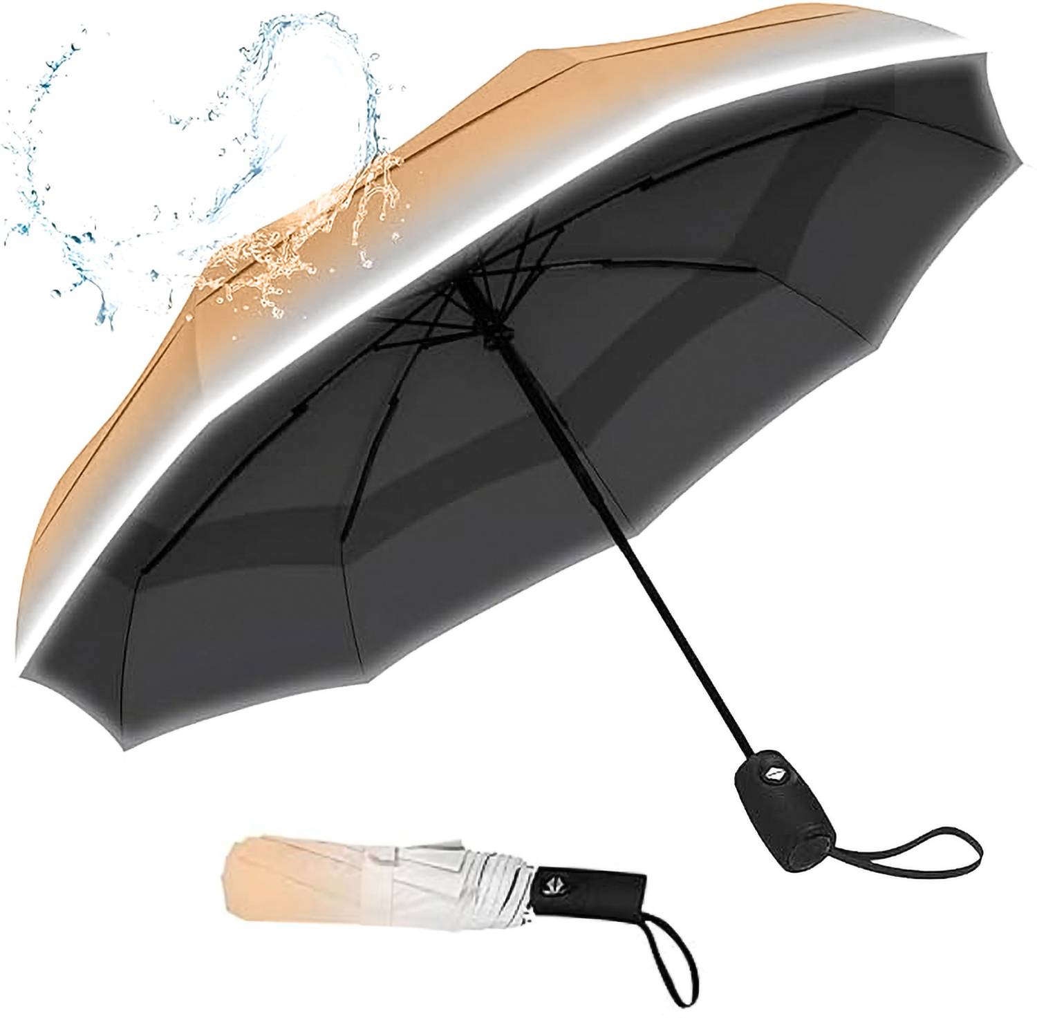 Cairoman UV Protection Umbrella,Women,Men,gradient printing full automatic black coating Umbrella