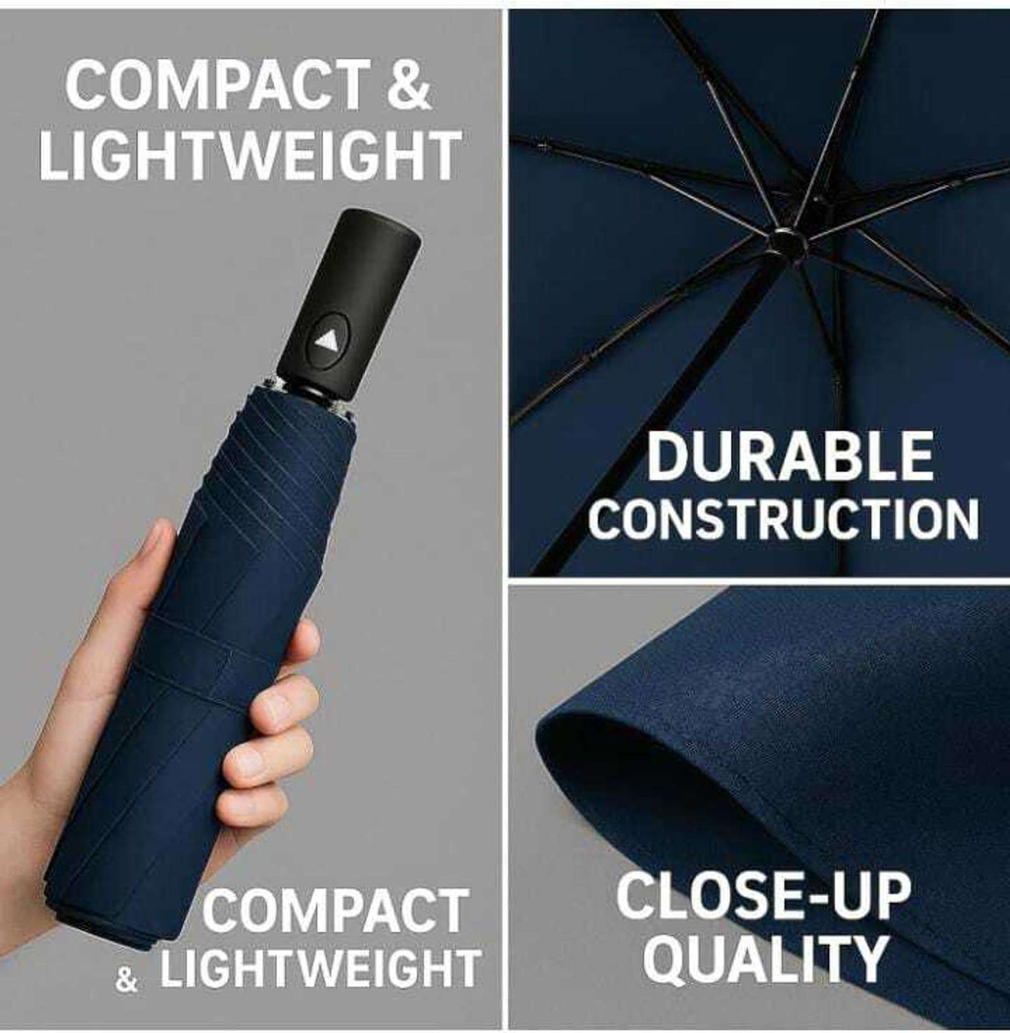 Image of velnix UV & Rain Protection Blue Umbrella | 3 Fold Automatic Open Close Umbrella