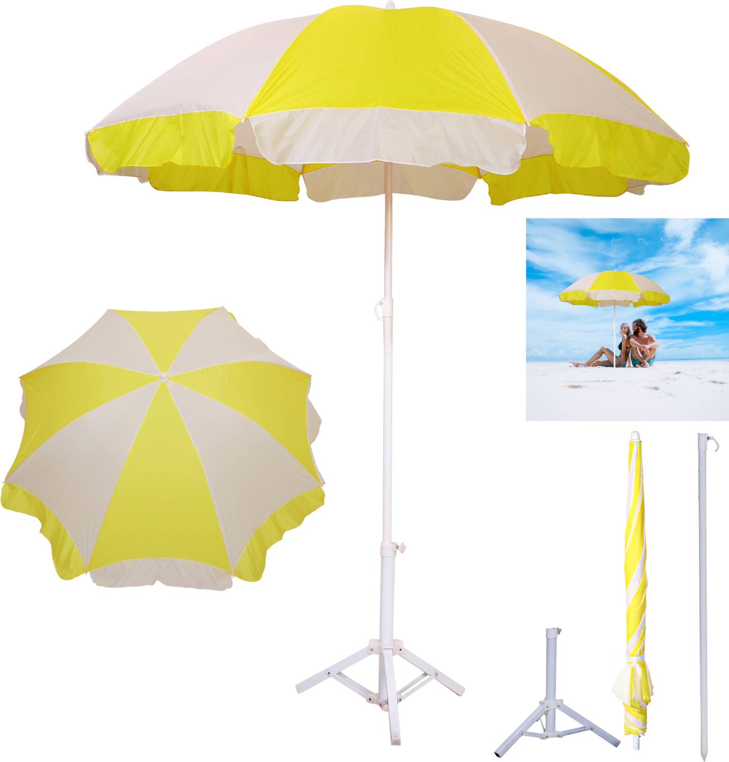 BLUEBUDS 42in/7ft Outdoor Garden Big Size Umbrella With Stand For Hotels Beach And Shop Umbrella