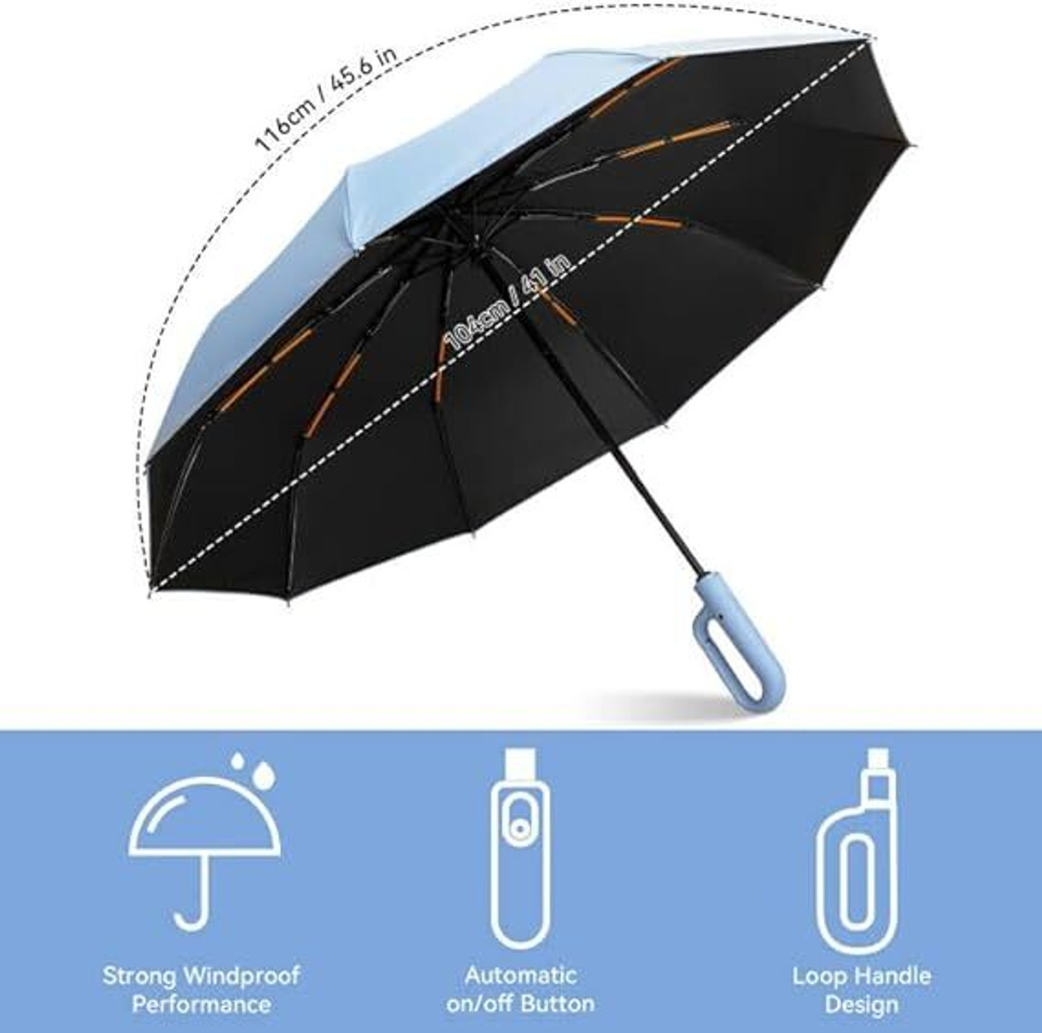 Image of RIBS UV Protection Coated 3Fold Umbrella,Auto Open Travel for Men@Women Umbrella
