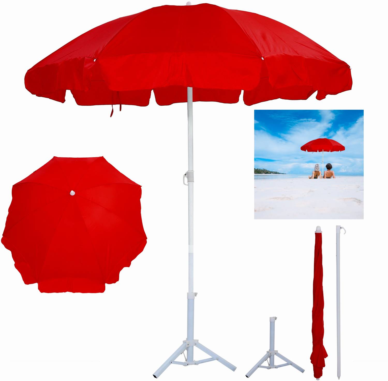 BLUEBUDS 42in/7ft Outdoor Garden Big Size Umbrella With Stand For Hotels Beach And Shop Umbrella