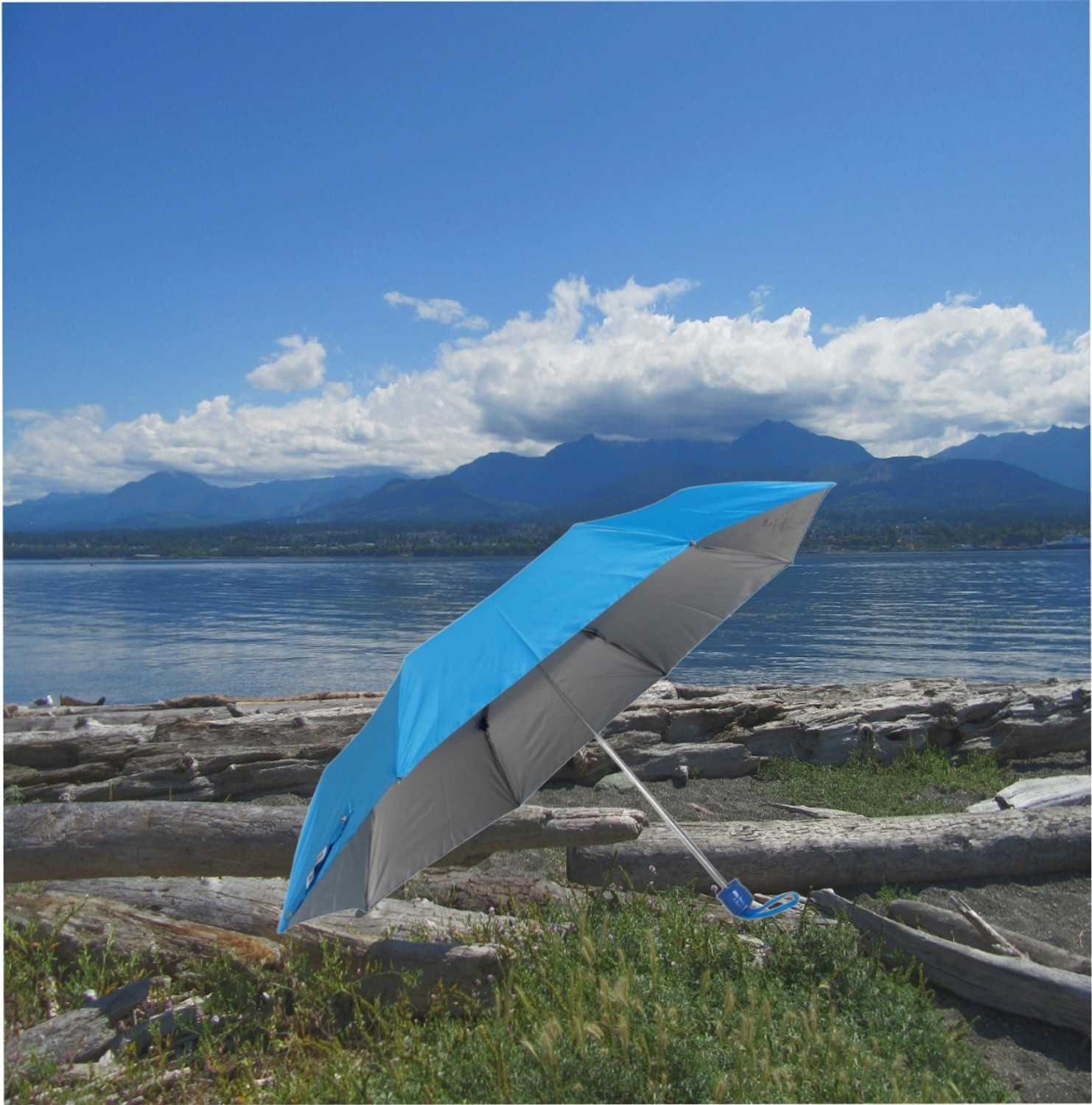 Image of K.C. PAUL & SONS VARSHA 3 FOLD MANUAL SKY BLUE UV (MONO SILVER) Umbrella