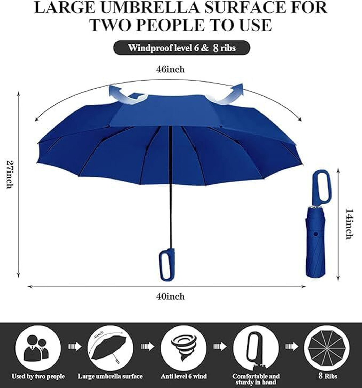 Image of BONTEC Large 42 inch 3 Fold Auto Open & Close Umbrella Umbrella