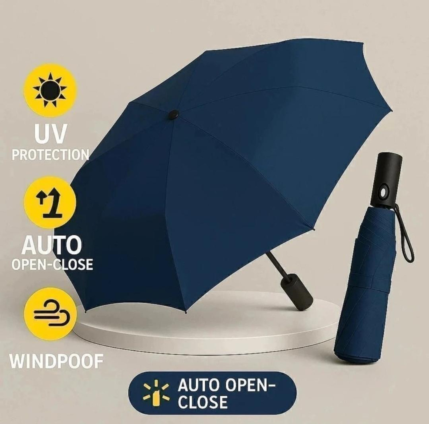 Image of HKZ-YG 3 Fold Compact stylist Lightweight Foldable 8-Ribs Rain & Sun Umbrella Umbrella