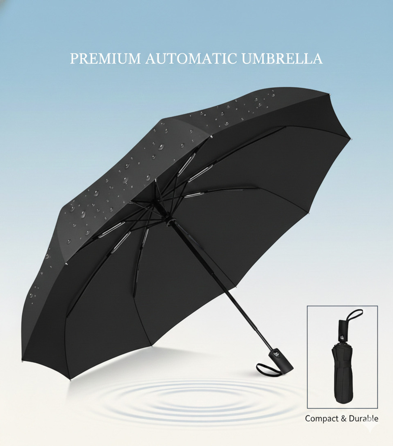 Image of DZX-RE Windproof, Lightweight, Strong, Compact & Easy Auto Open / Close 3-Fold Umbrella Umbrella