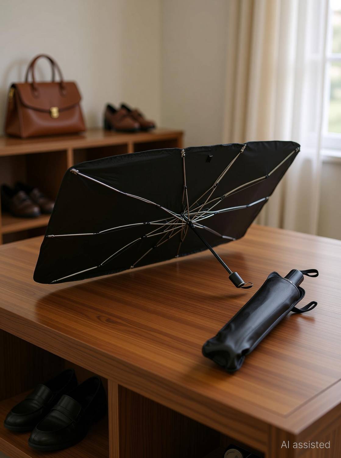 Cairoman Umbrella Car Windshield Sun Shade Umbrella, Foldable Car Sunset Umbrella Cover Umbrella