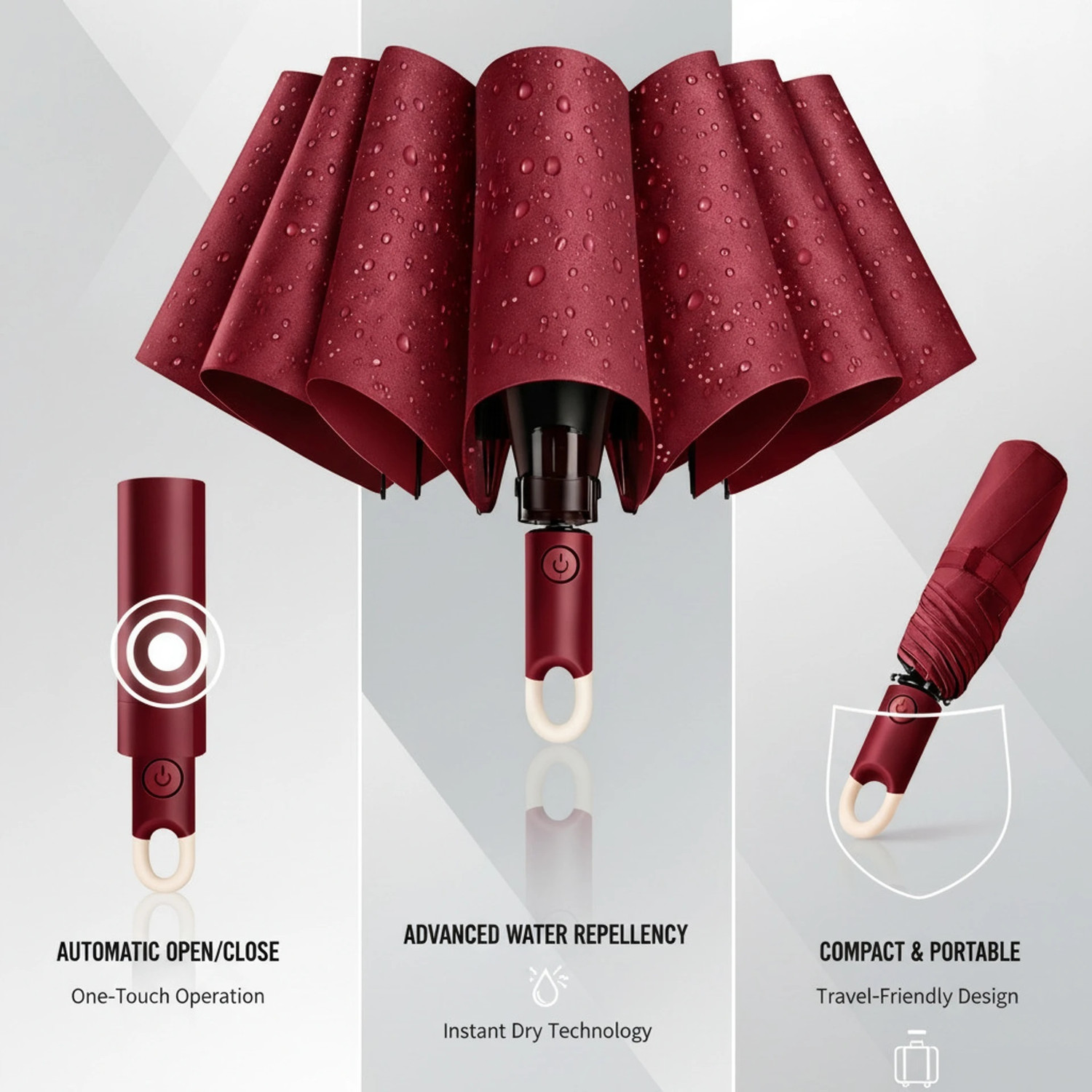 Image of NILAMBER Sun Protection Rain Windproof large 3 fold for men women Kids Umbrella