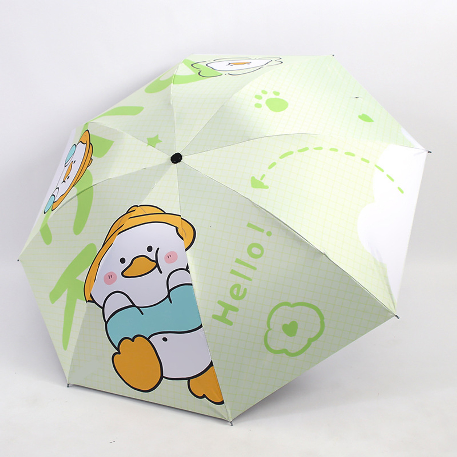 Image of MAAGHI Cute Cartoon Duck Print Fold Umbrella for Rain and Sun Protection Umbrella