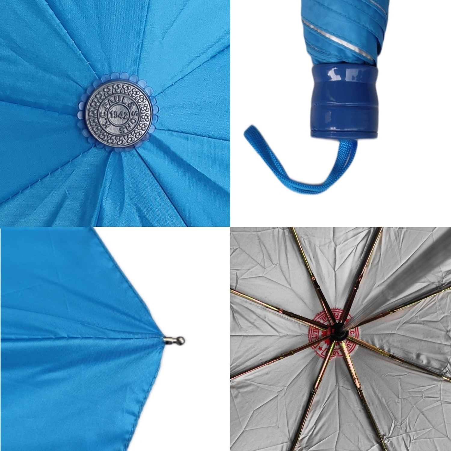 Image of K.C. PAUL & SONS VARSHA 3 FOLD MANUAL SKY BLUE UV (MONO SILVER) Umbrella