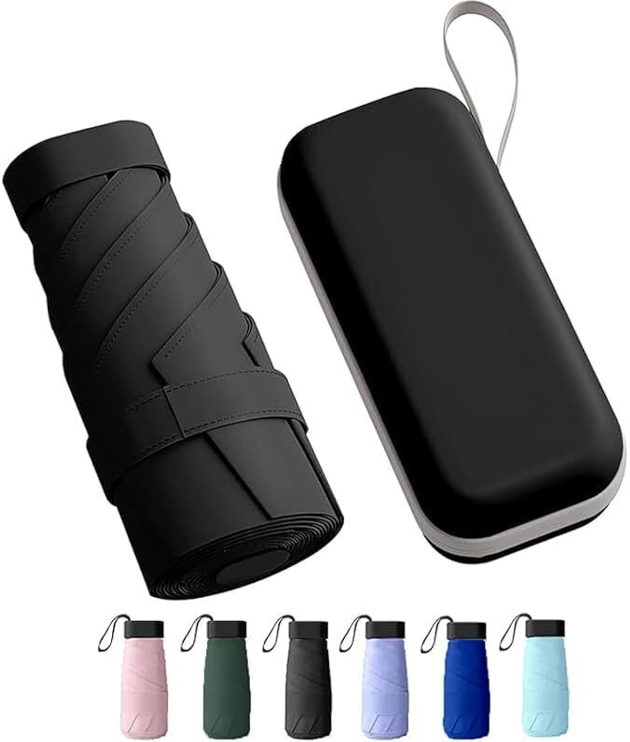 Image of RainMat Travel Mini UV Protection Manual Open 6 Ribs Sun & Rain, with Case -2026 Umbrella