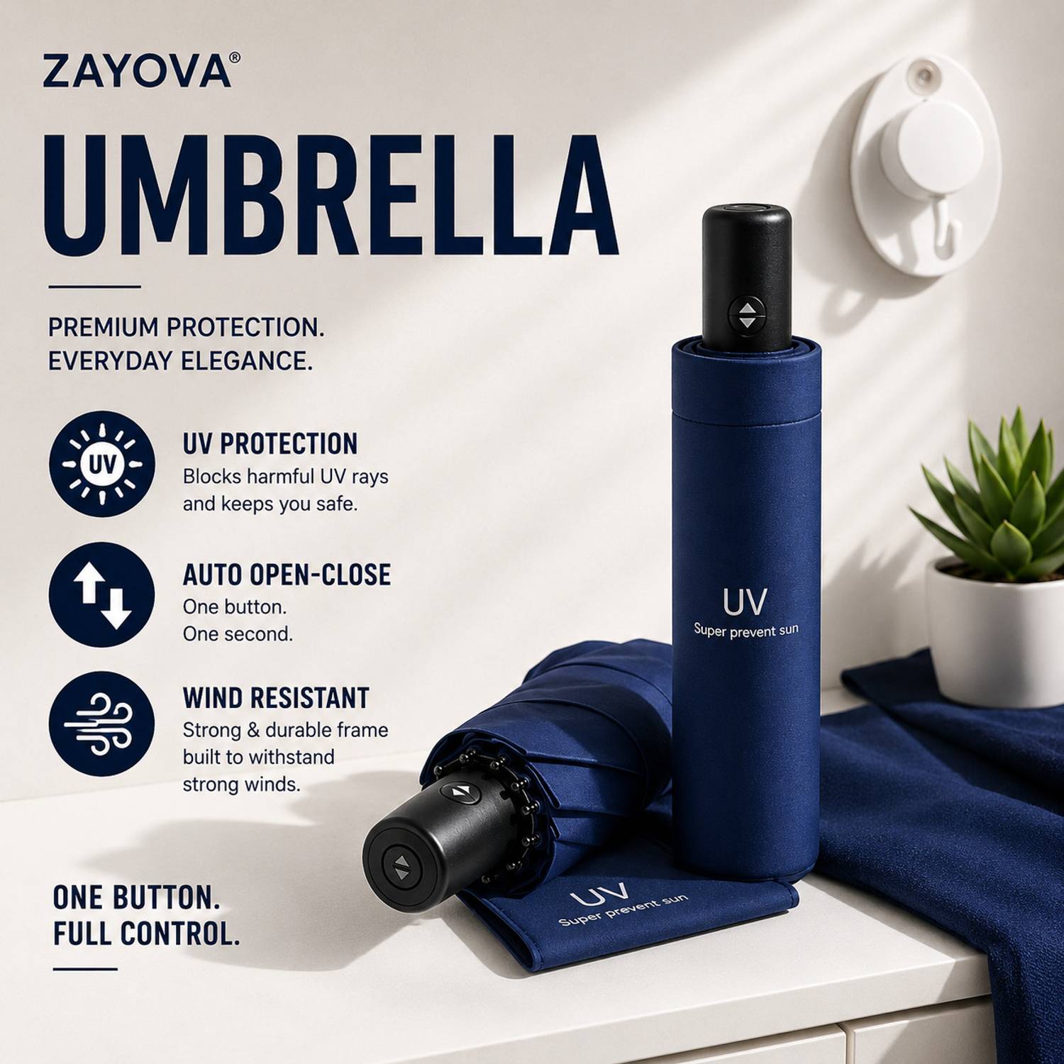 ZAYOVA UV-Pro Travel Umbrella | Compact Auto Open-Close Waterproof Stylish Use Umbrella
