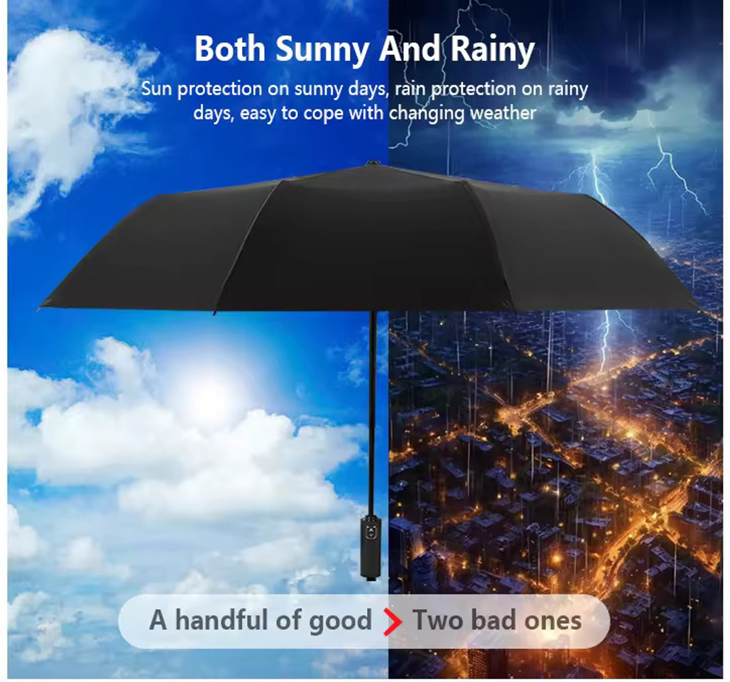 Image of EVACO 3-Fold Umbrella Windproof,Compact & Easy Auto Open / Close Umbrella (Black) Umbrella